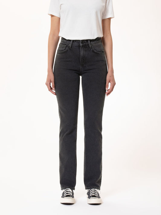 Jean droit noir en coton bio et tencel - straight sally black sand