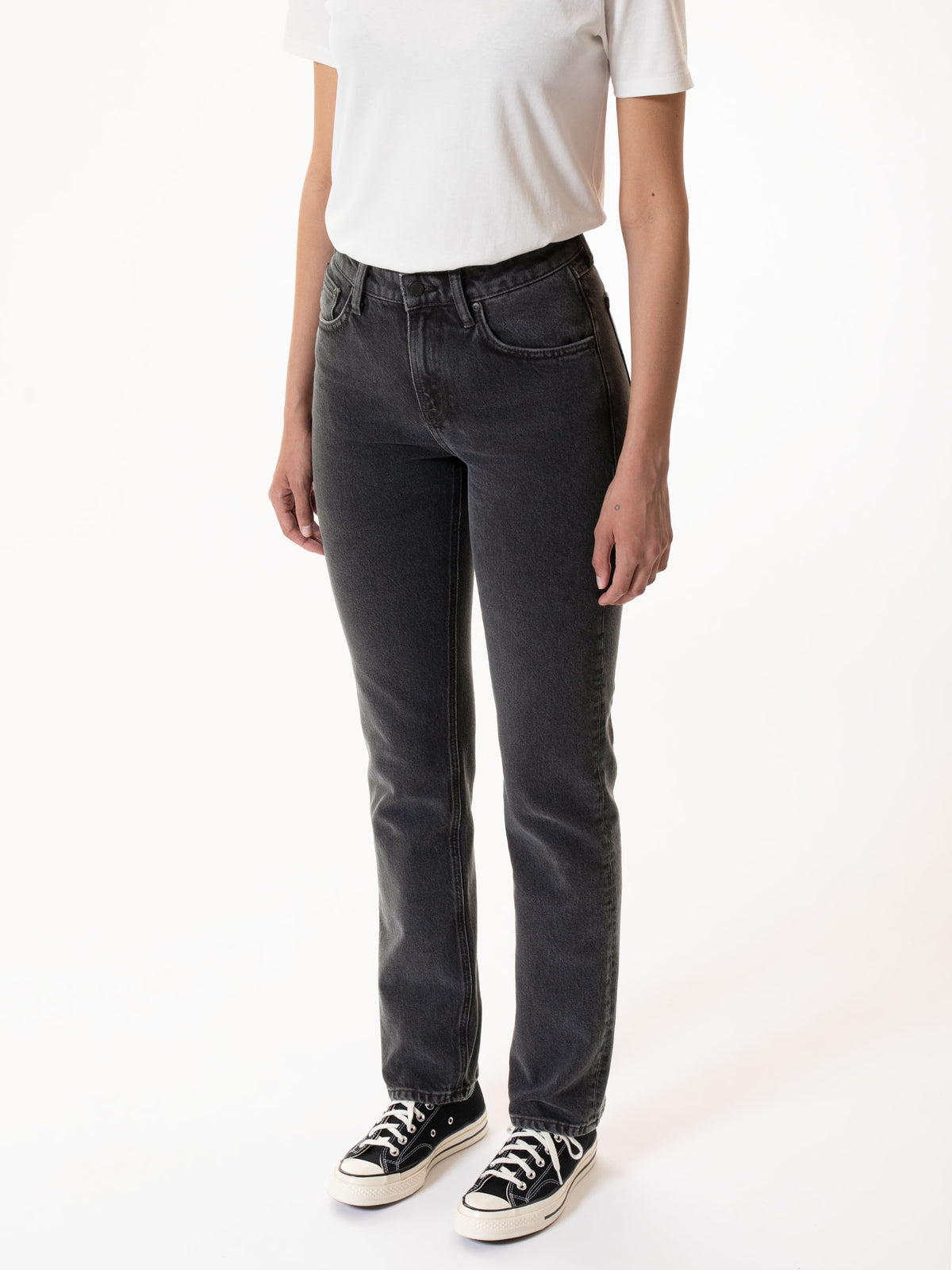 Jean droit noir en coton bio et tencel - straight sally black sand