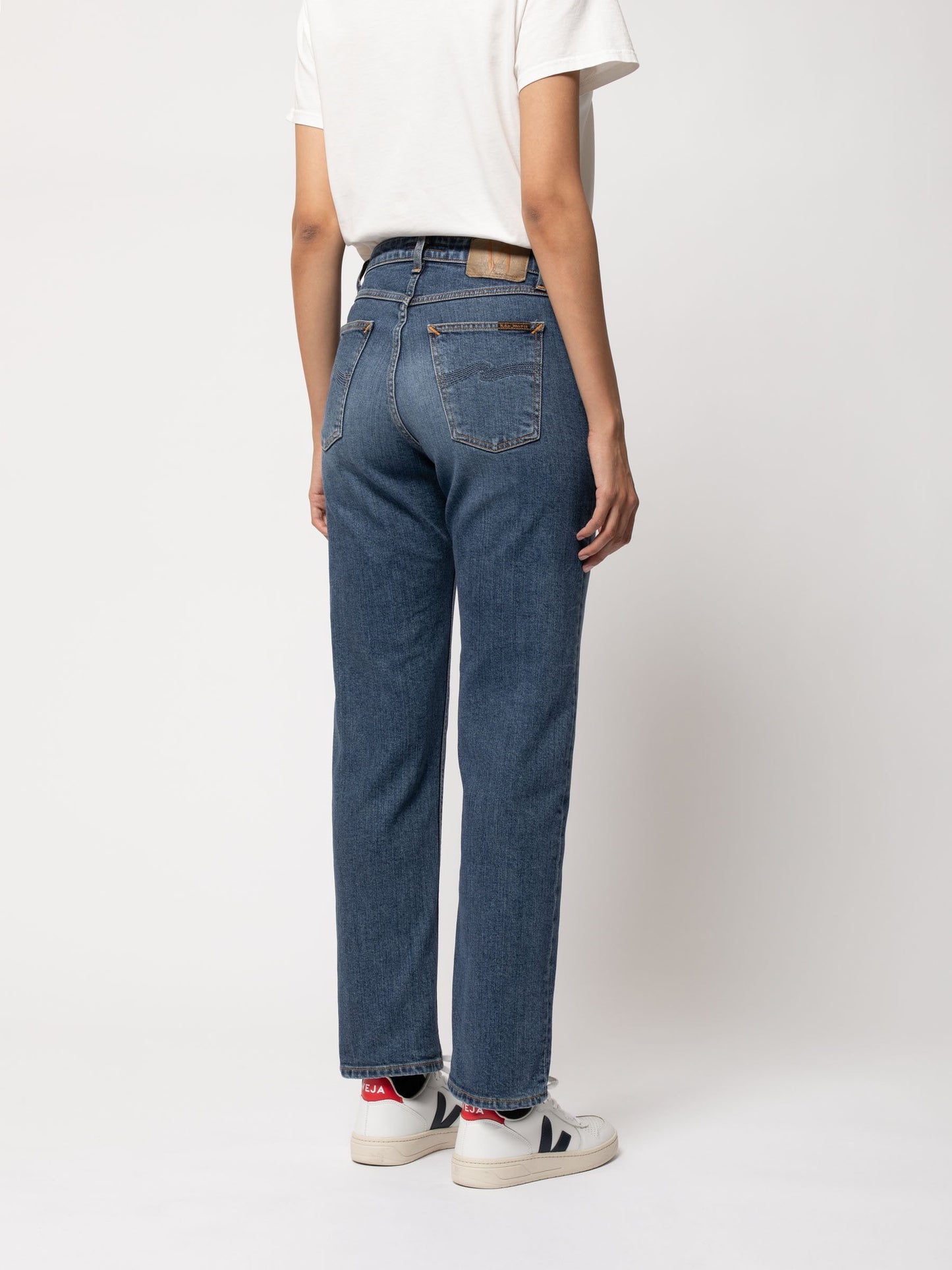 Jean droit bleu en coton bio - Straight sally dark stone