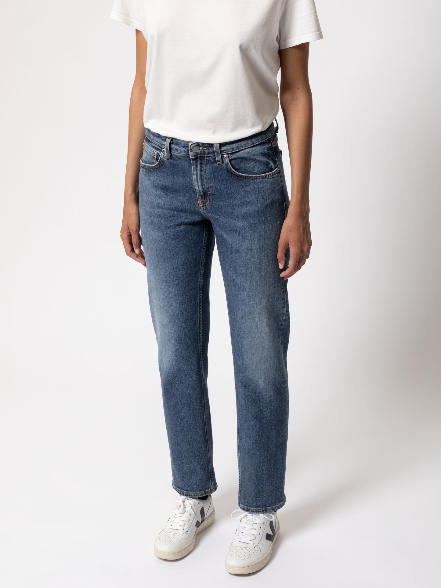Jean droit bleu en coton bio - Straight sally dark stone