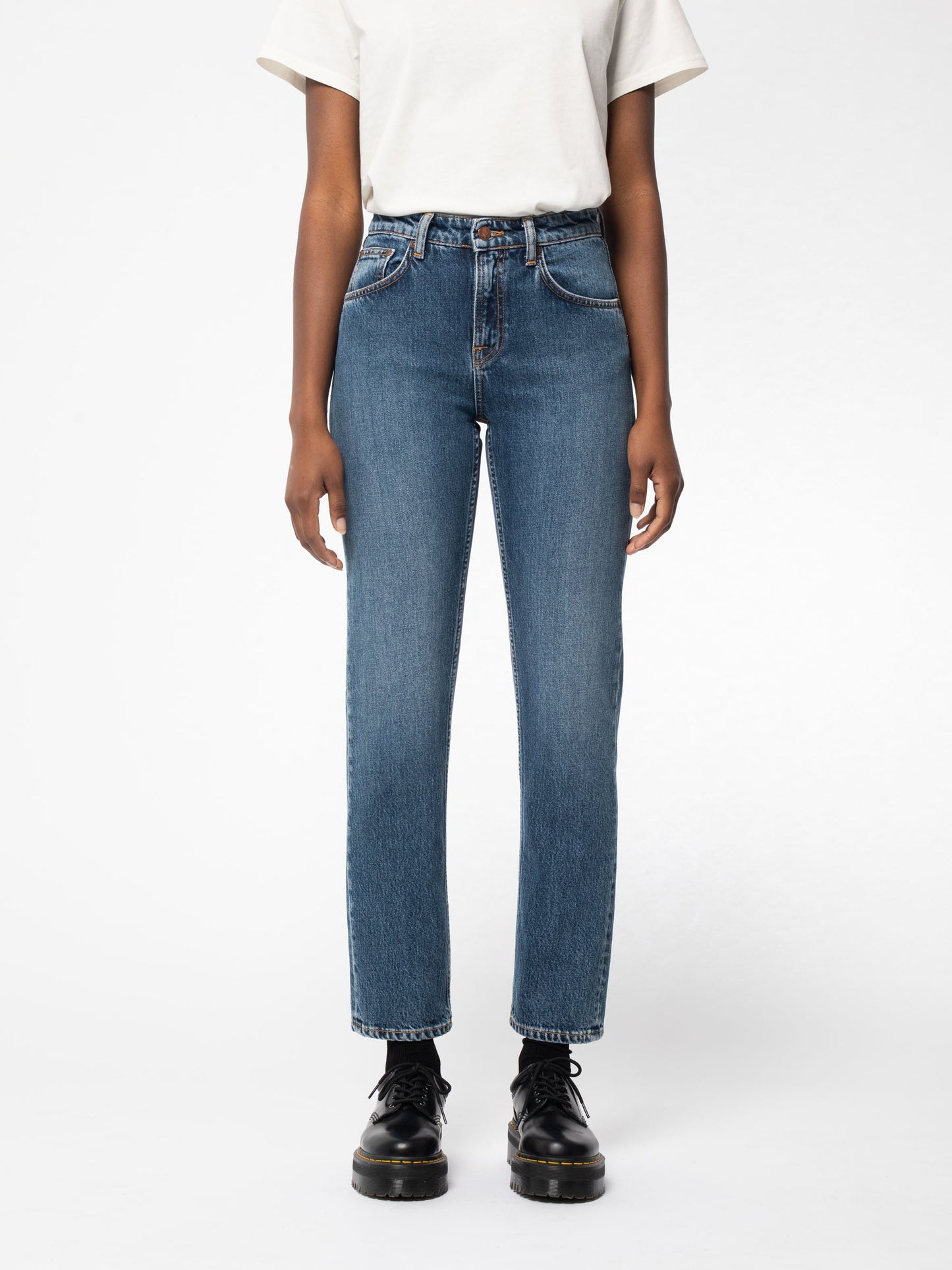Jean droit bleu en coton bio - Straight Sally Indigo Autumn