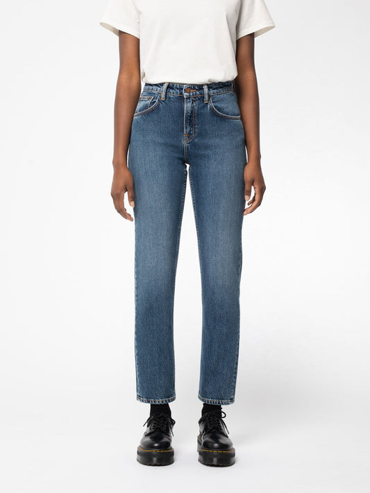 Jean droit bleu en coton bio - Straight Sally Indigo Autumn