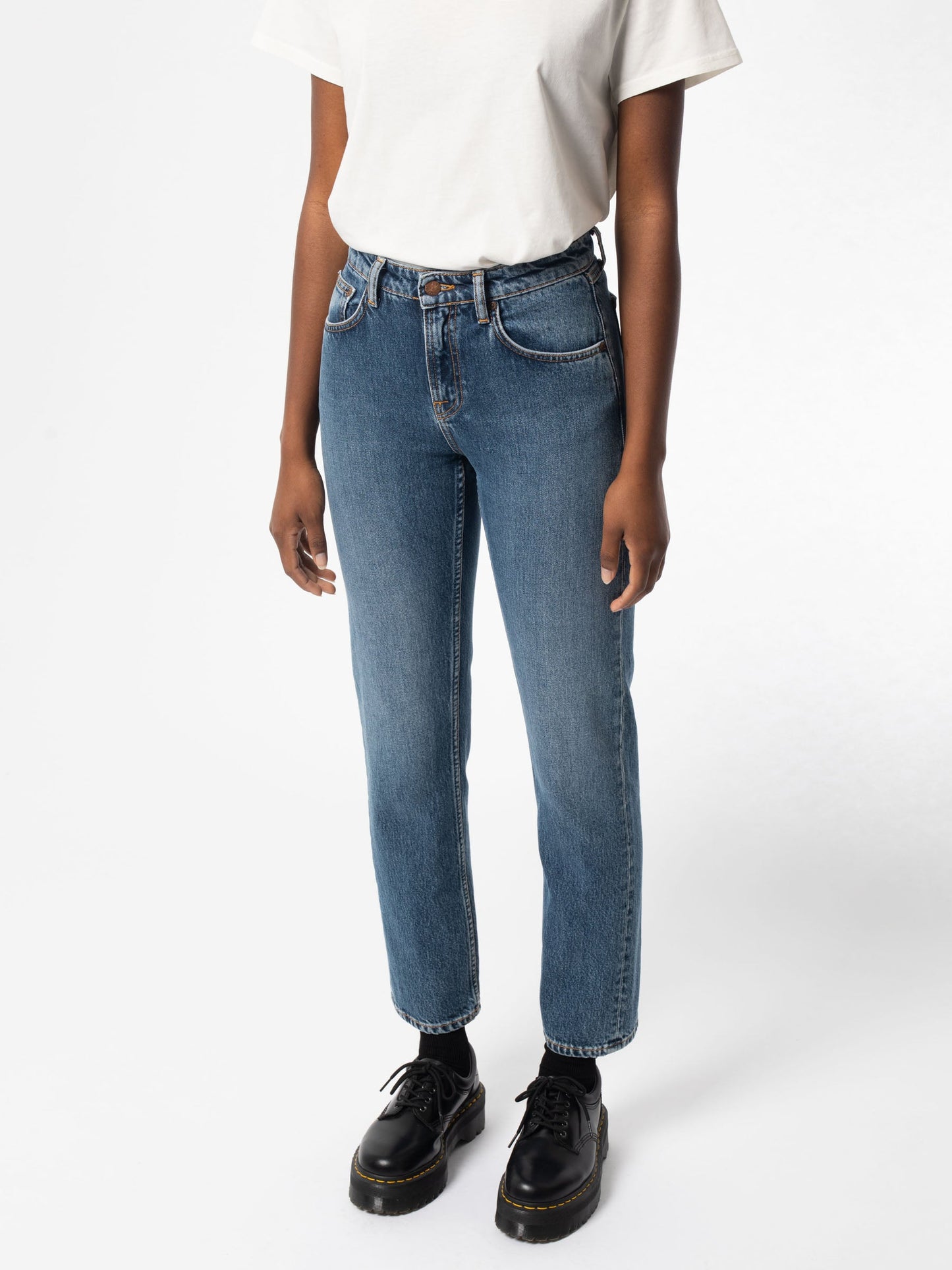 Jean droit bleu en coton bio - Straight Sally Indigo Autumn