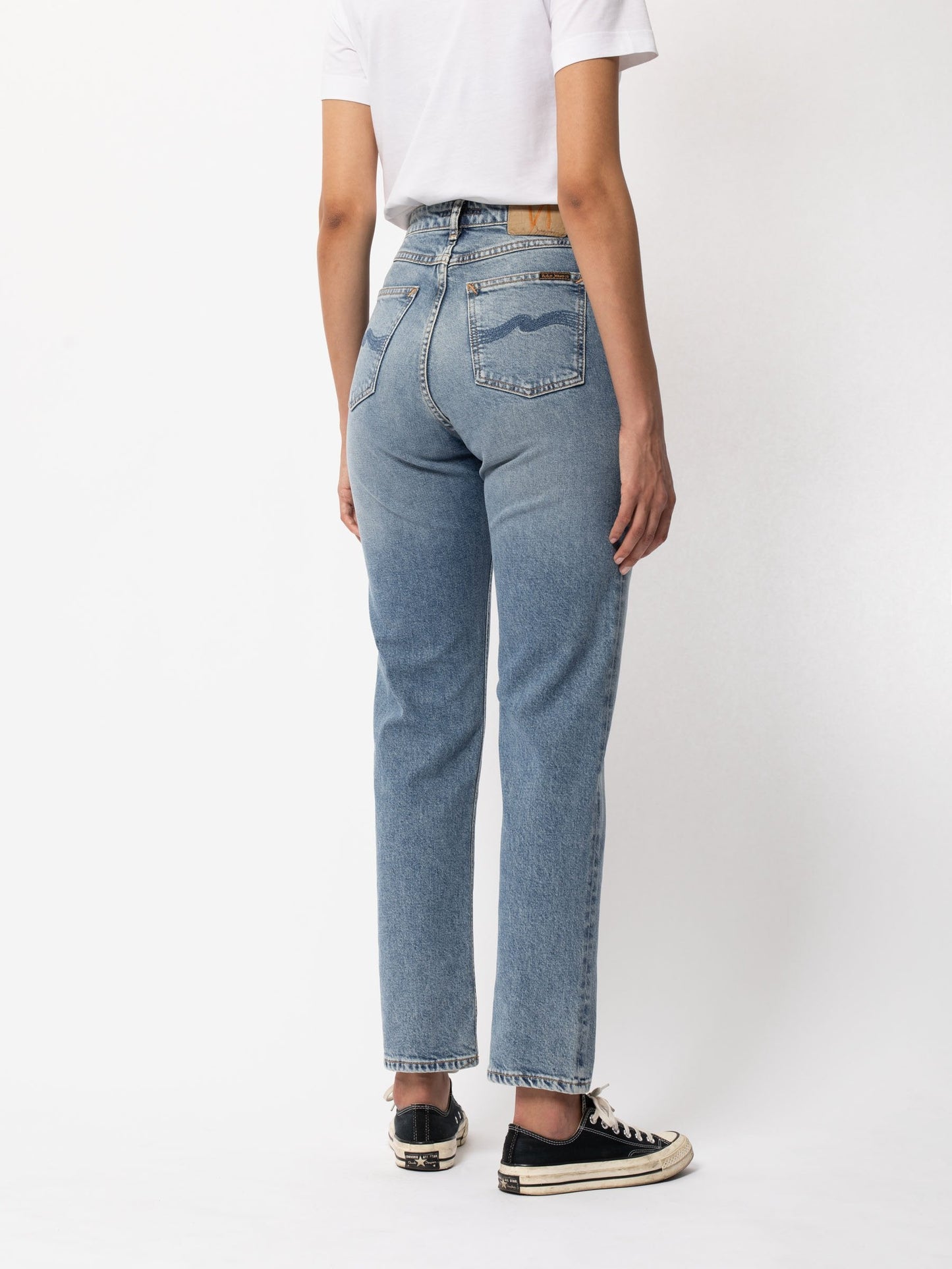 Jean droit bleu clair délavé en coton bio - Straight sally loving twill