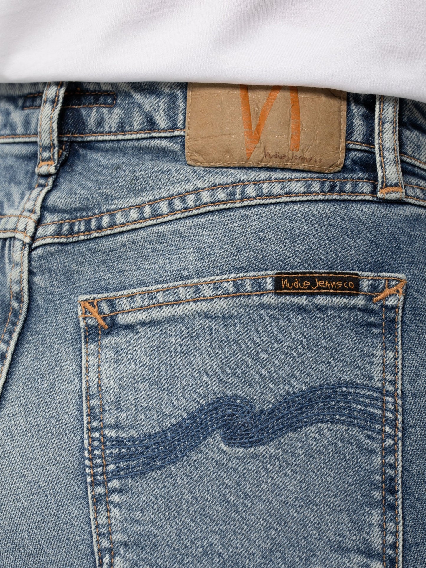 Jean droit bleu clair délavé en coton bio - Straight sally loving twill