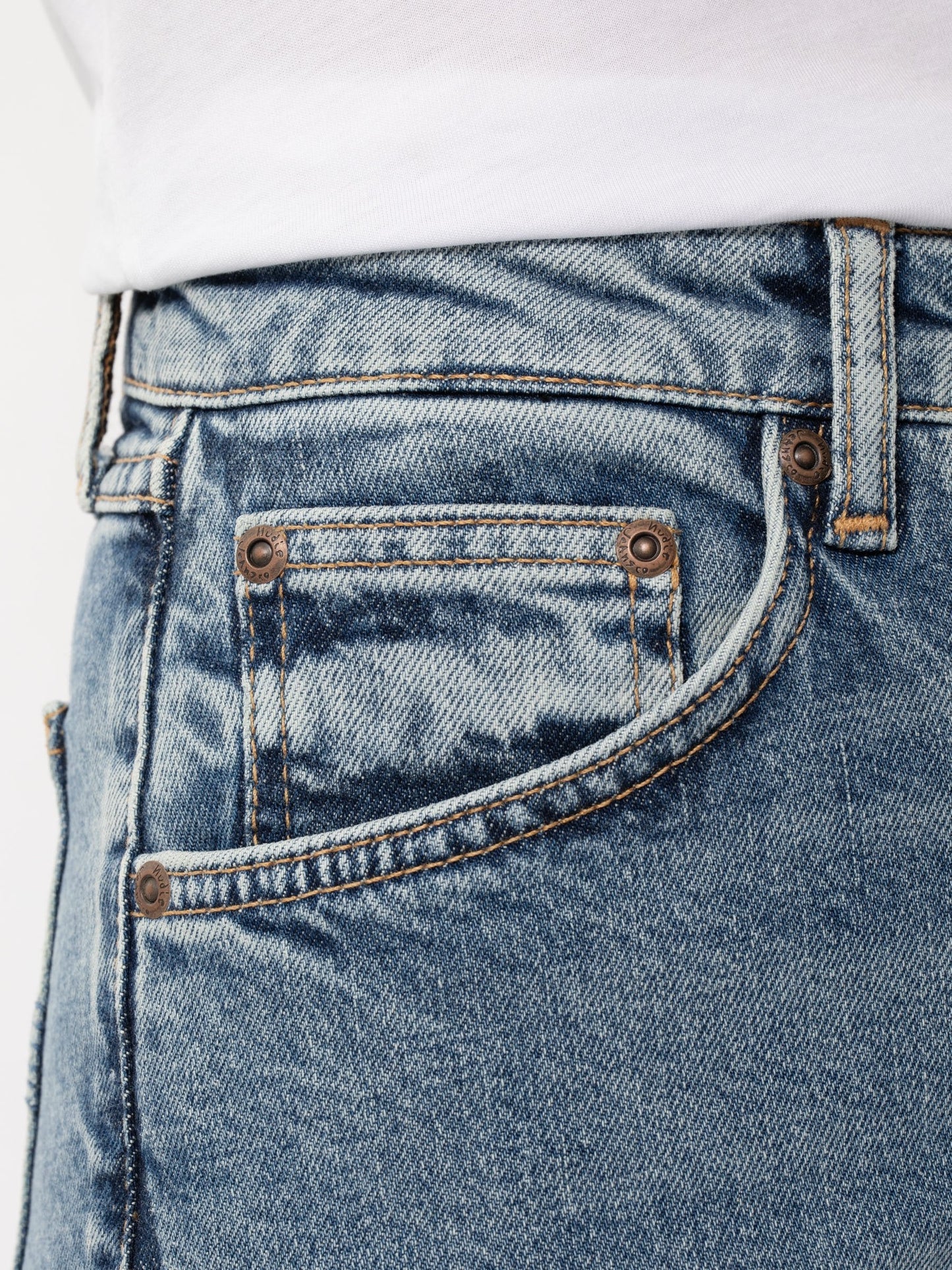 Jean droit bleu clair délavé en coton bio - Straight sally loving twill