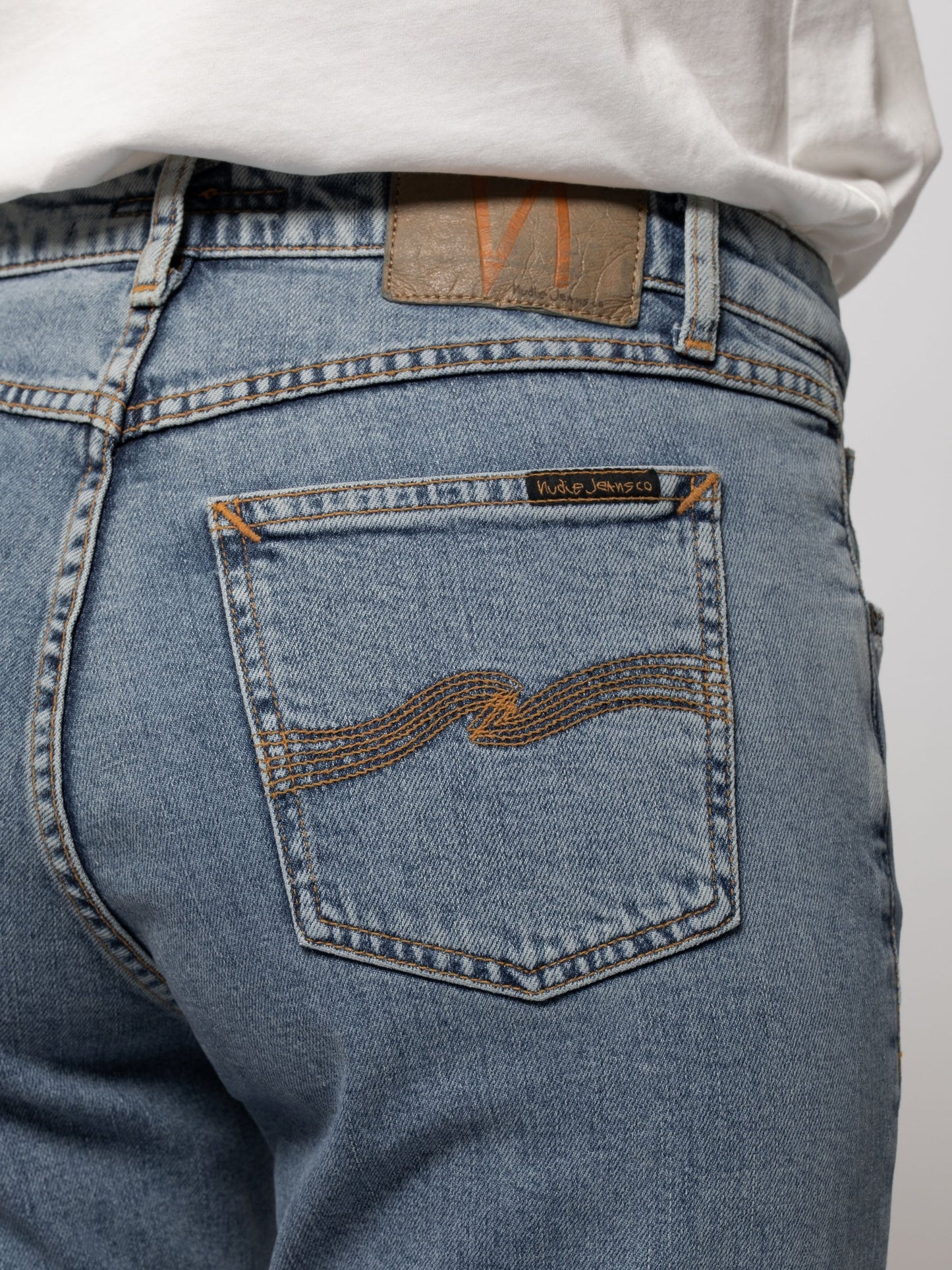 Jean droit bleu délavé en coton bio - Straight sally worn in stone