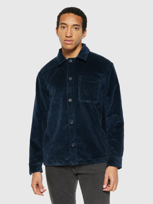 Surchemise en coton bio et matière recyclée | marine "corduroy overshirt total eclipse"