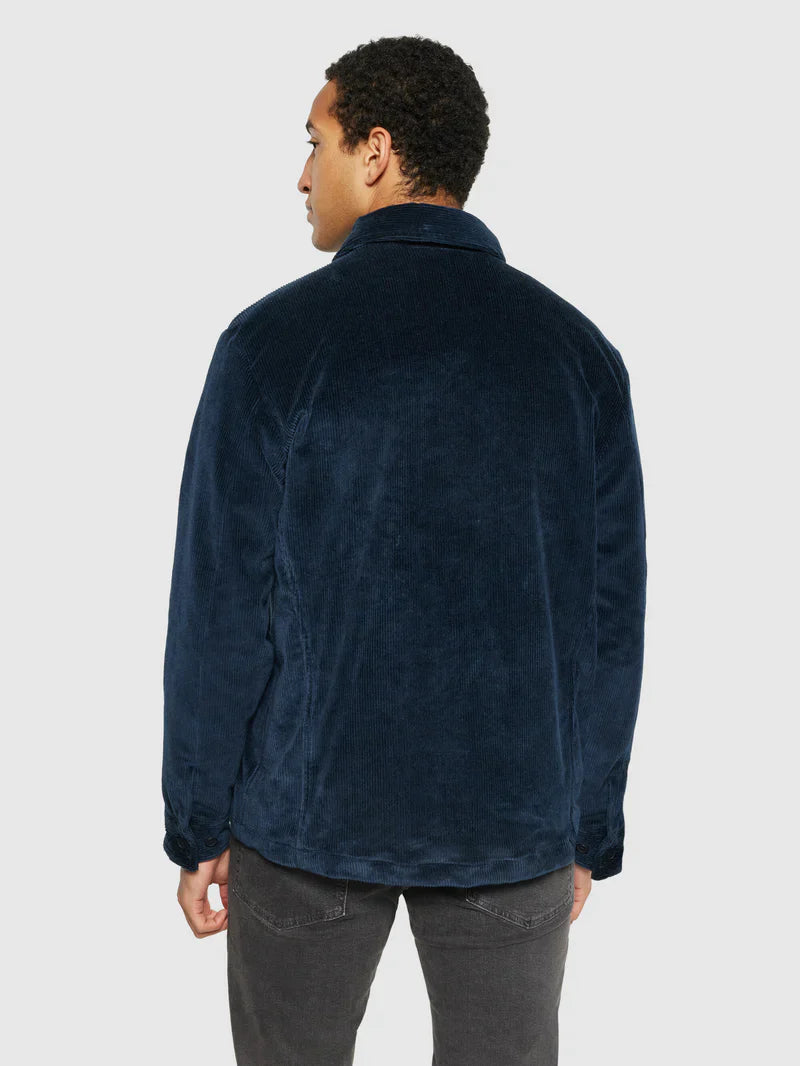 Surchemise en coton bio et matière recyclée | marine "corduroy overshirt total eclipse"