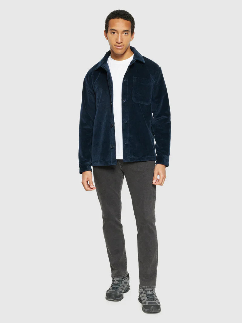 Surchemise en coton bio et matière recyclée | marine "corduroy overshirt total eclipse"