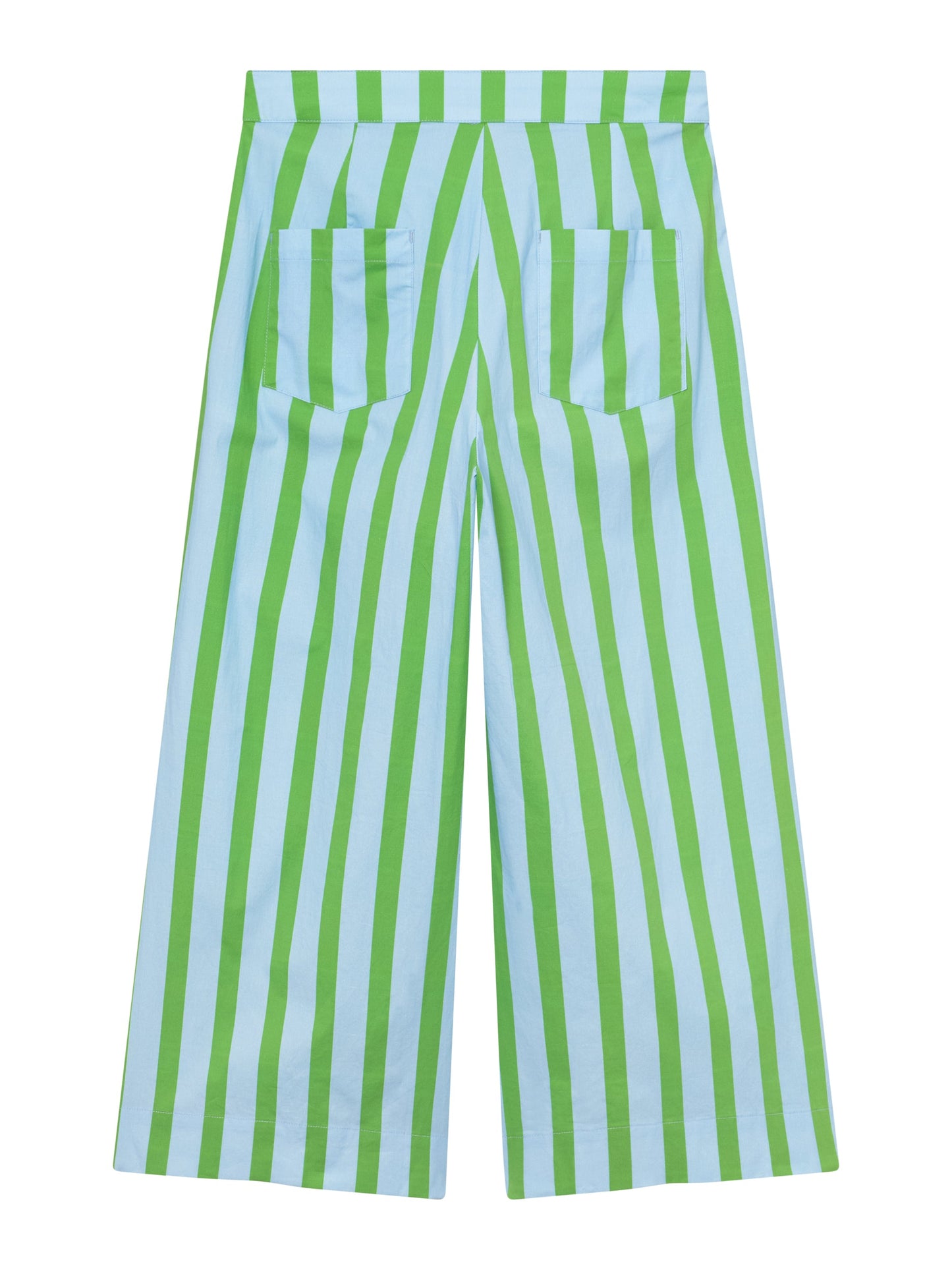 Pantalon ample en coton biologique | rayé vert et bleu "stripe pop culotte trousers - blue"