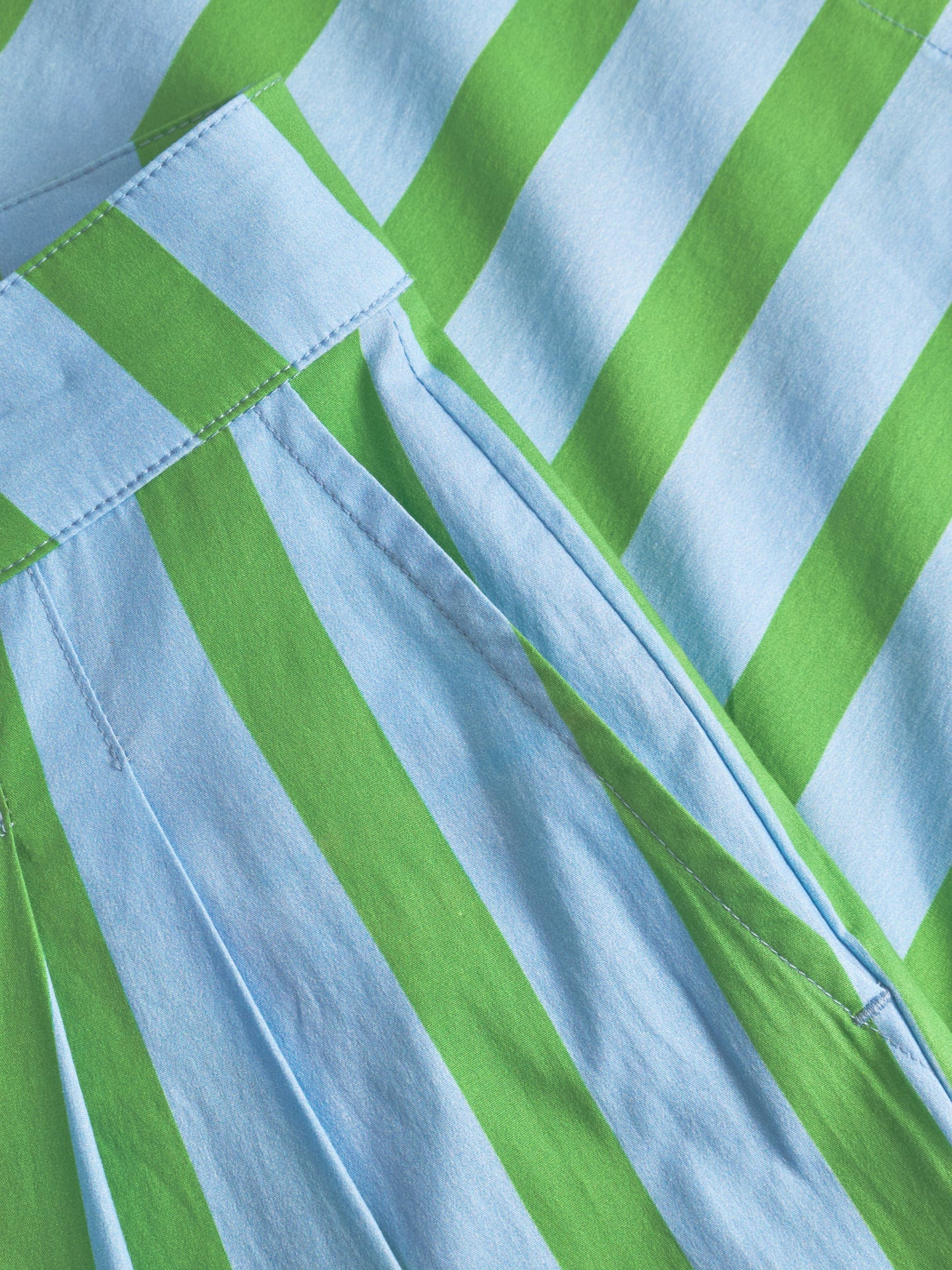 Pantalon ample en coton biologique | rayé vert et bleu "stripe pop culotte trousers - blue"