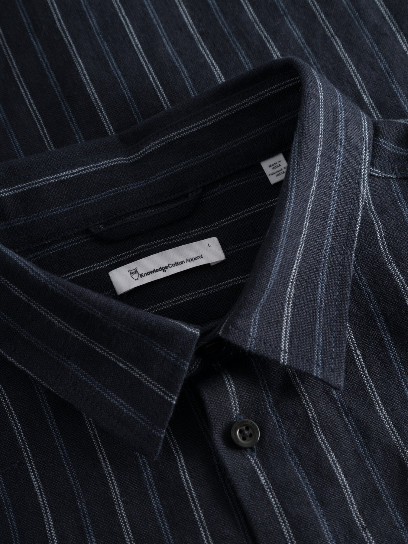 Chemise marine rayée en lin bio - linen custom fit stripe navy