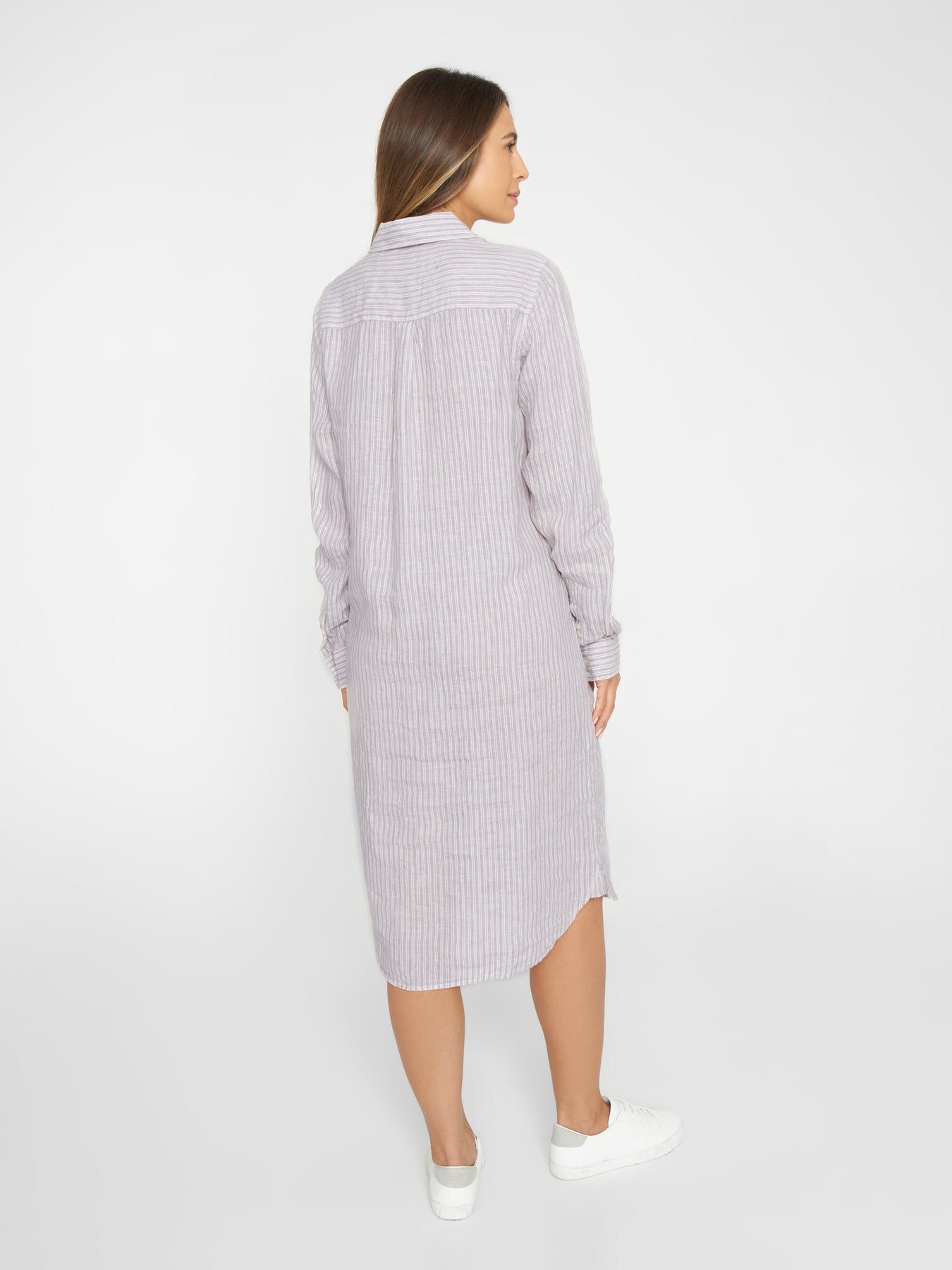 Robe chemise rayée en lin bio - striped linen shirt dress