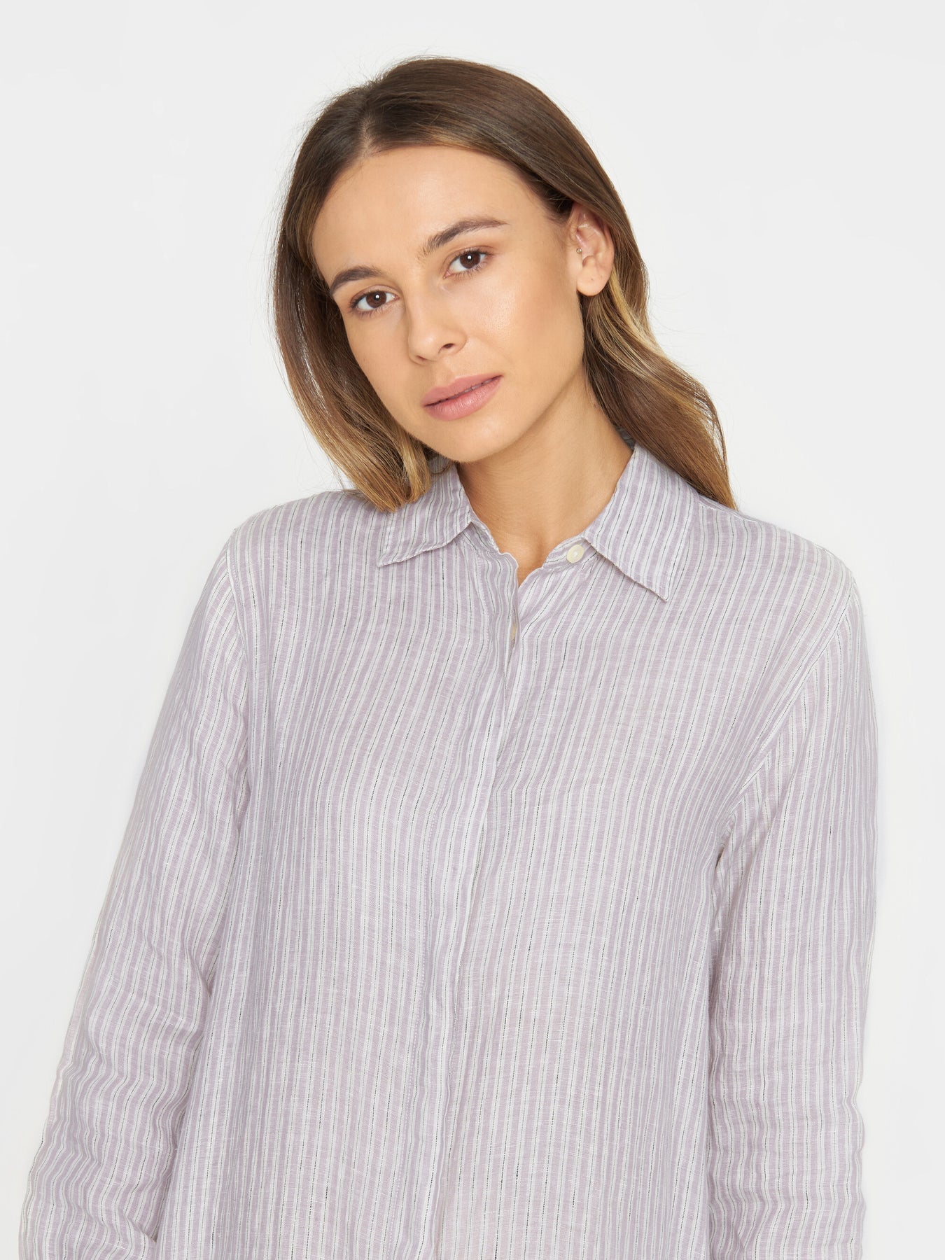 Robe chemise rayée en lin bio - striped linen shirt dress