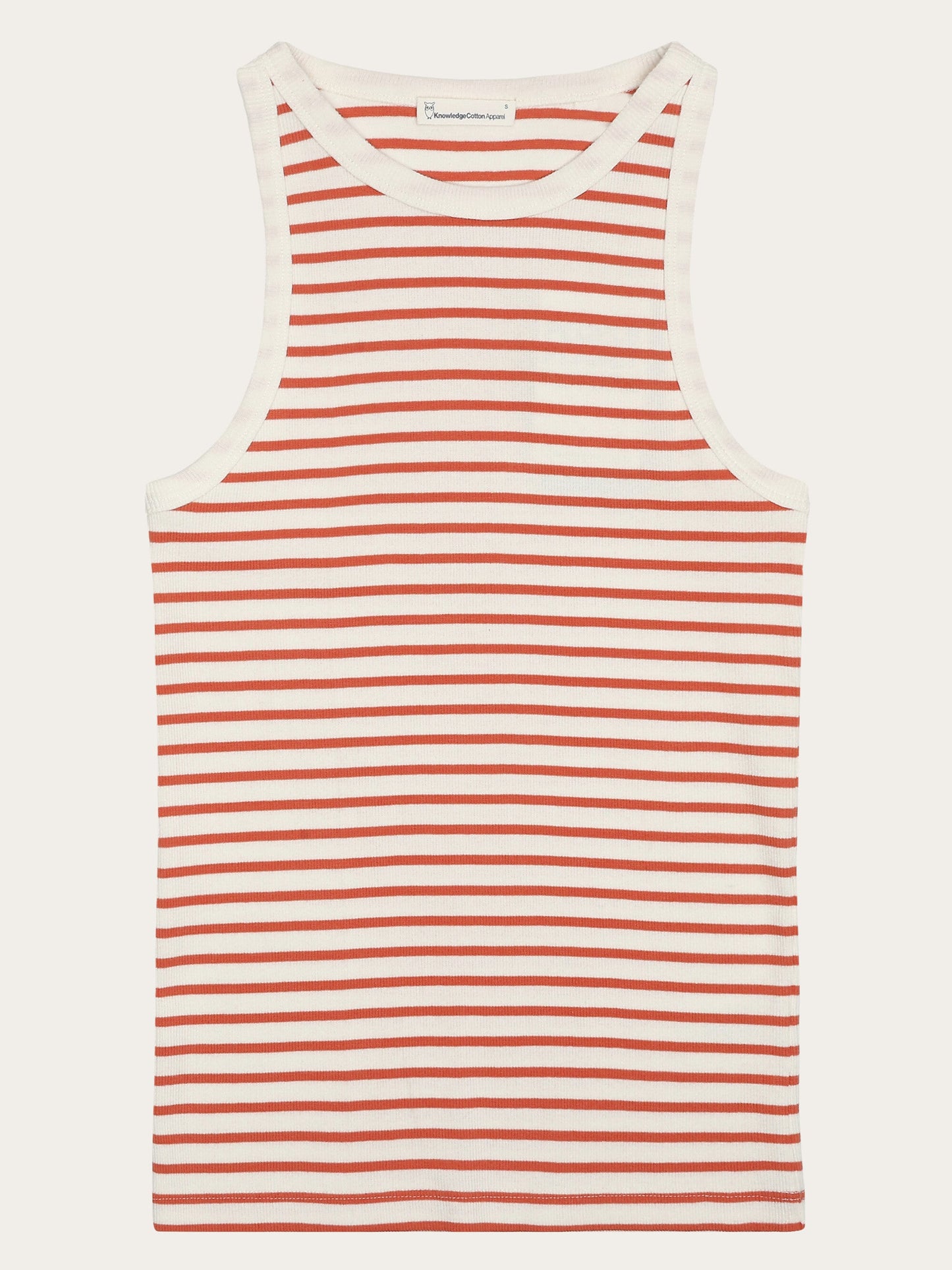 Débardeur en coton biologique | rouge "striped racer rib top - red stripe"