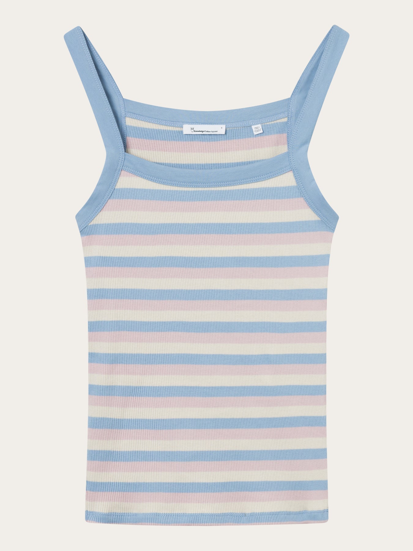Débardeur rayé en coton bio - striped rib strap top stripe