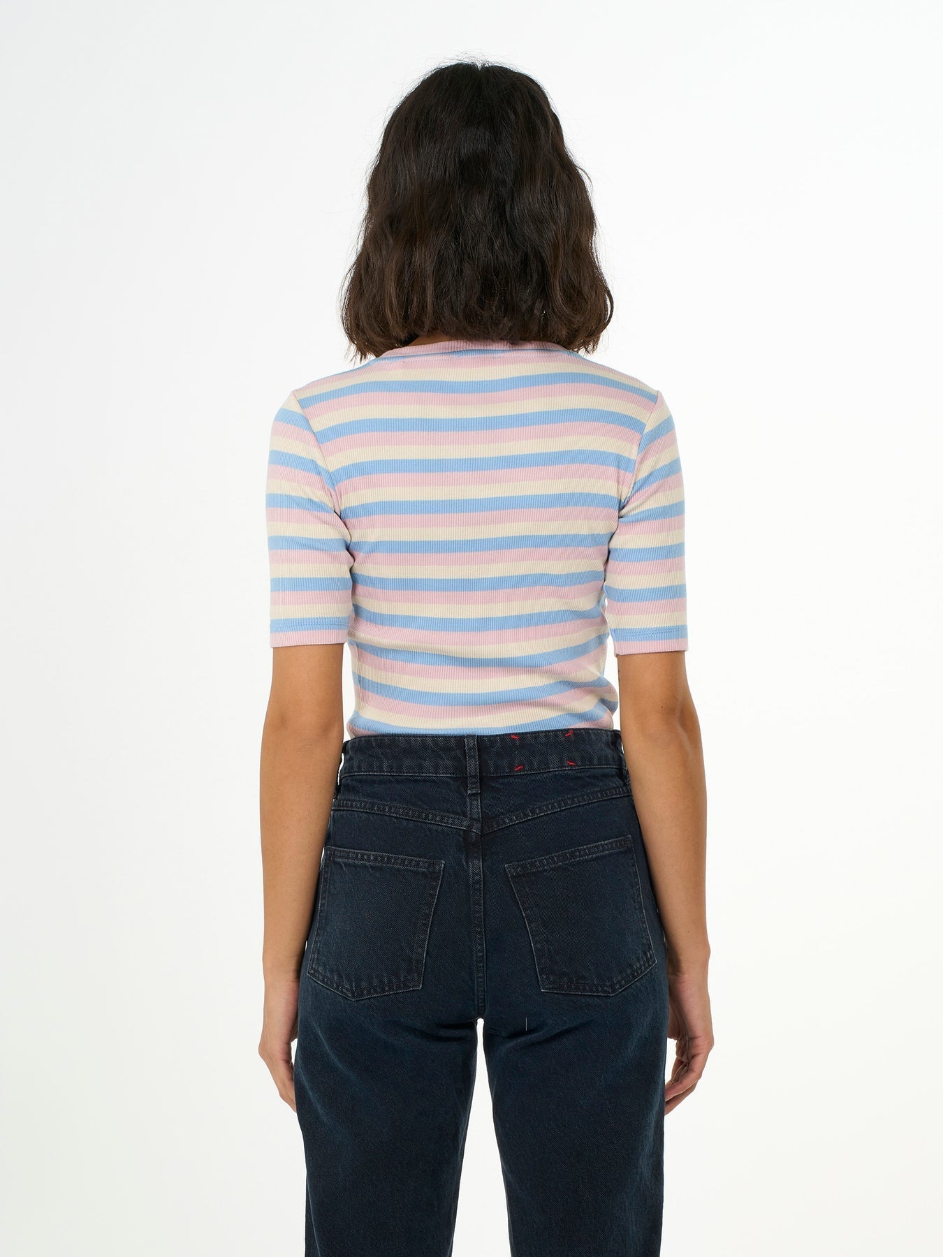 T-shirt multicolore côtelé en coton bio - striped rib t-shirt stripe