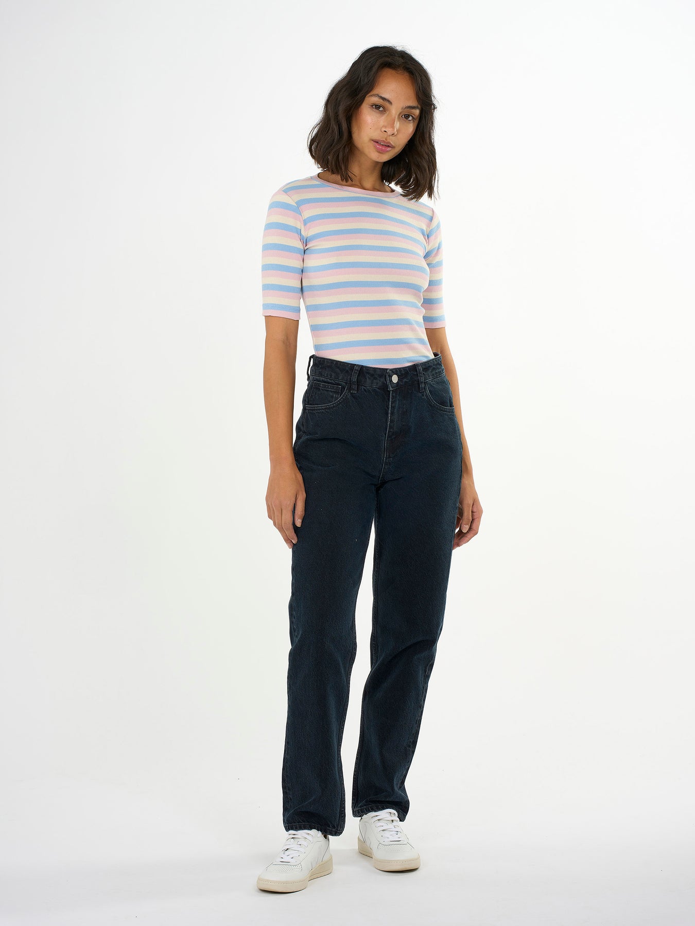 T-shirt multicolore côtelé en coton bio - striped rib t-shirt stripe