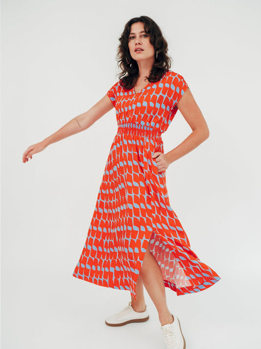 Robe en ecovero | rouge "Sun is up dress - red"