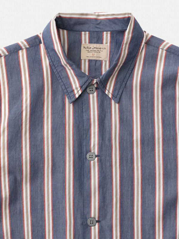 Chemise manches courtes rayée en coton bio - Svante Cuban