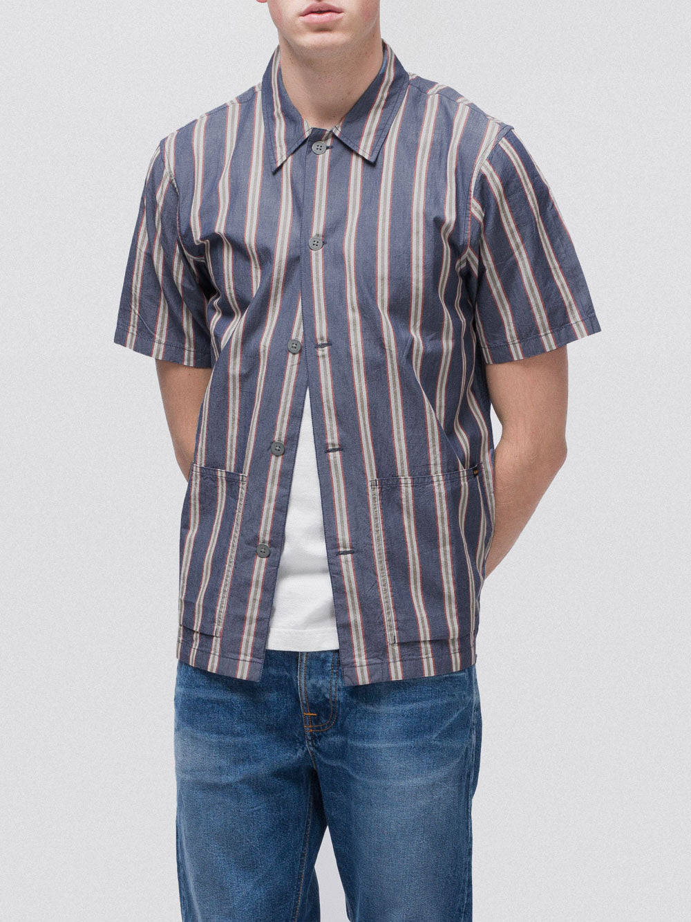 Chemise manches courtes rayée en coton bio - Svante Cuban