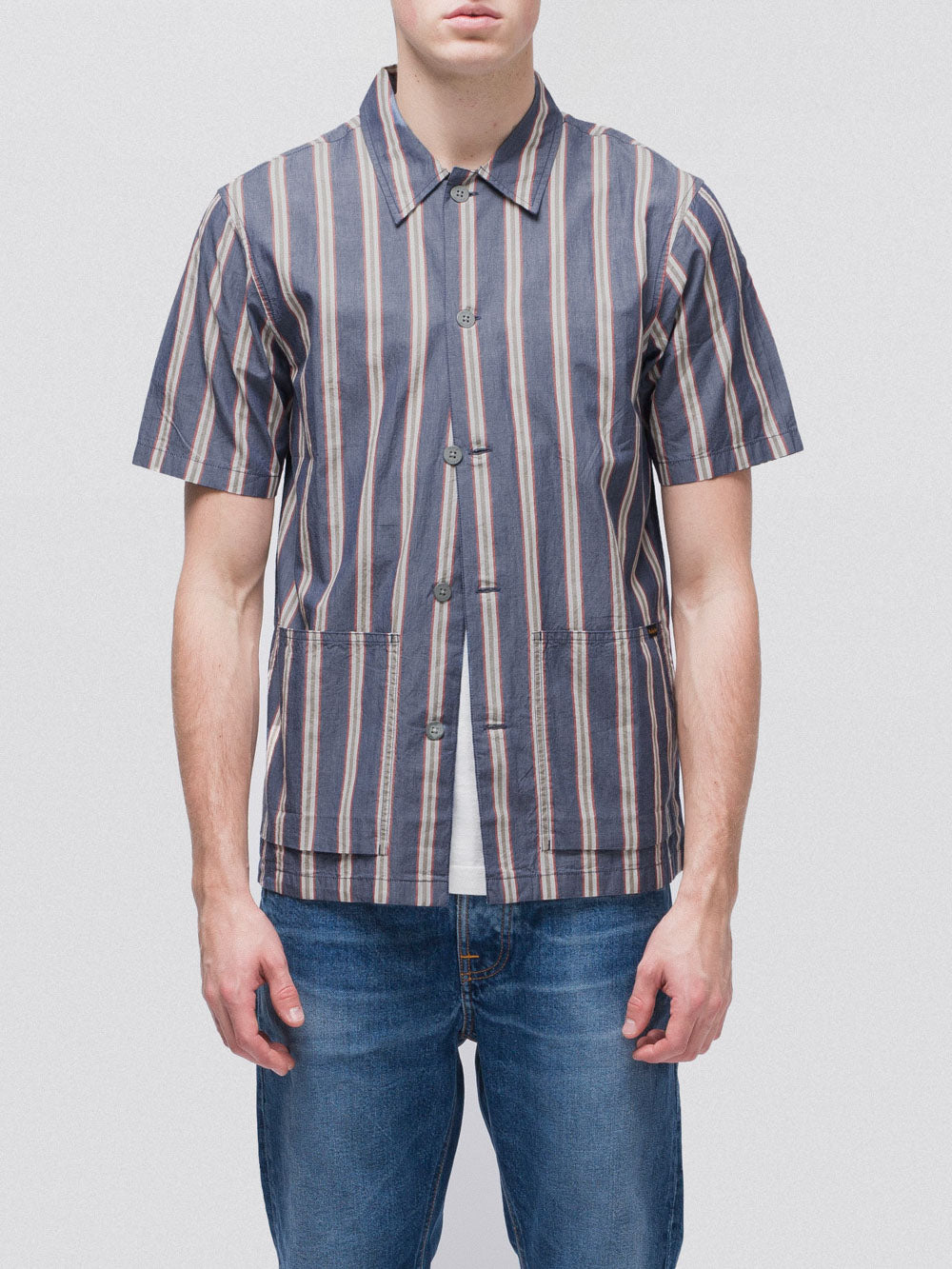 Chemise manches courtes rayée en coton bio - Svante Cuban