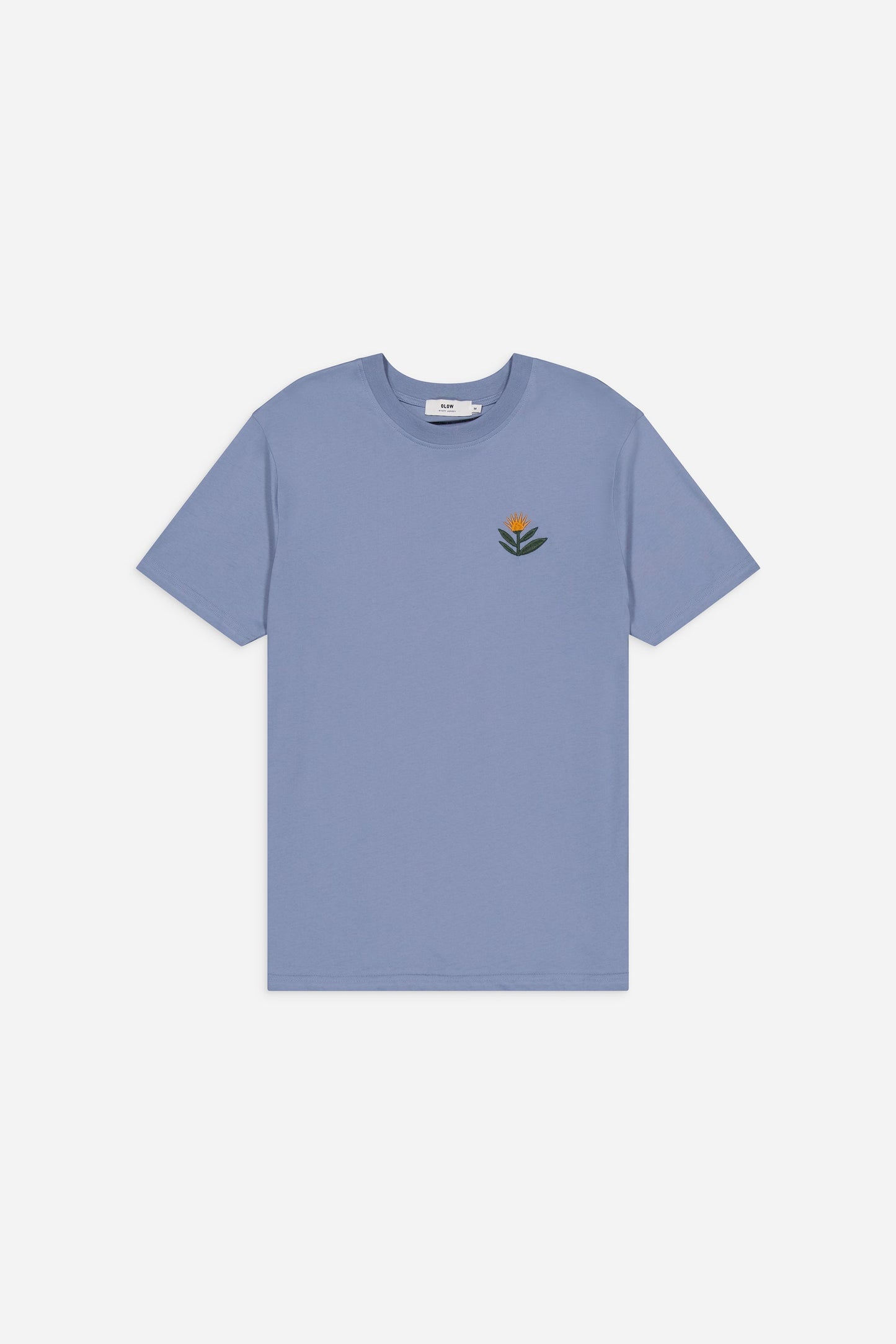T-shirt brodé et sérigraphié en coton bio | bleu "cultivating azure"