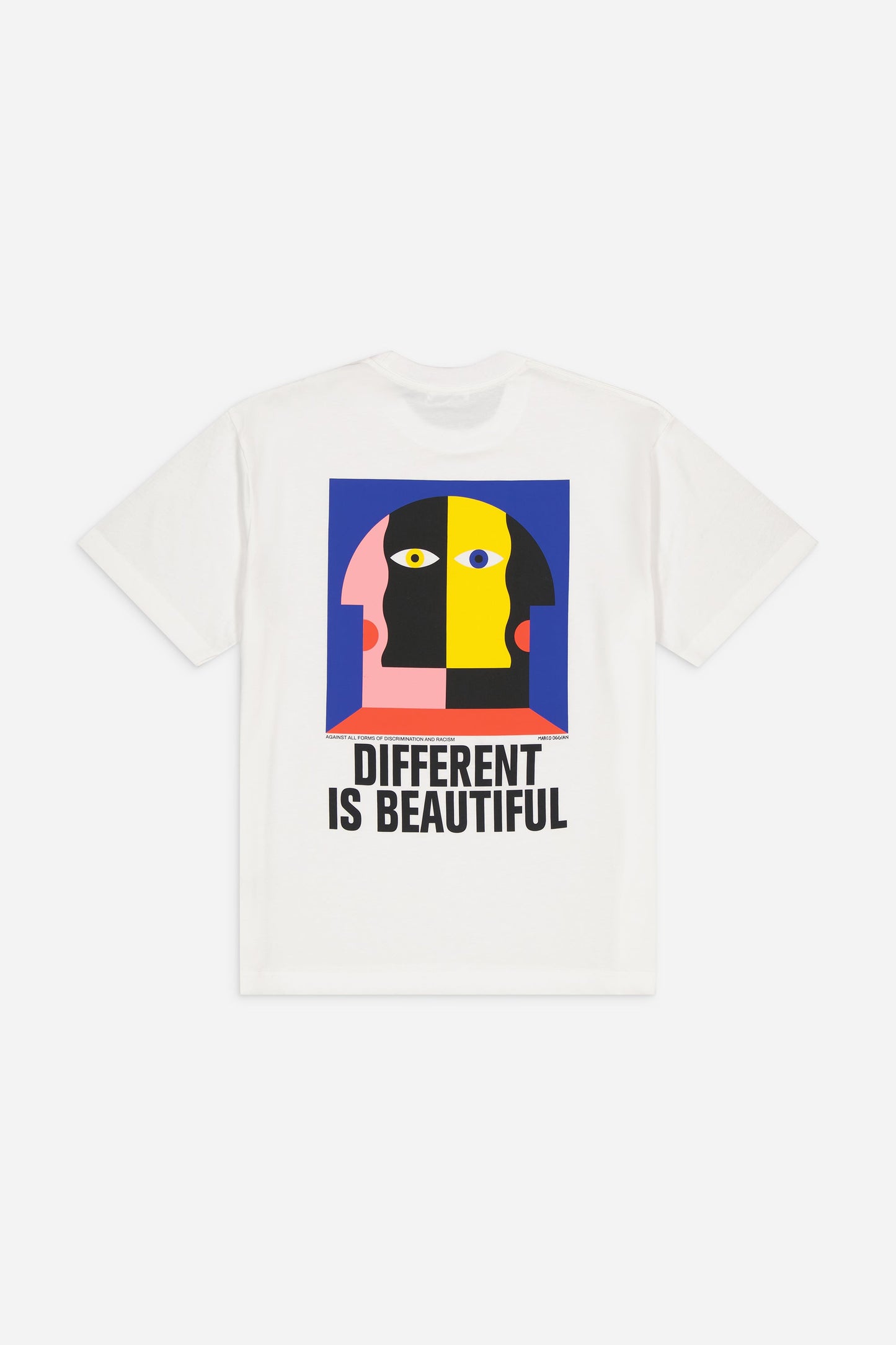 T-shirt brodé et sérigraphié en coton bio | blanc "different off-white"