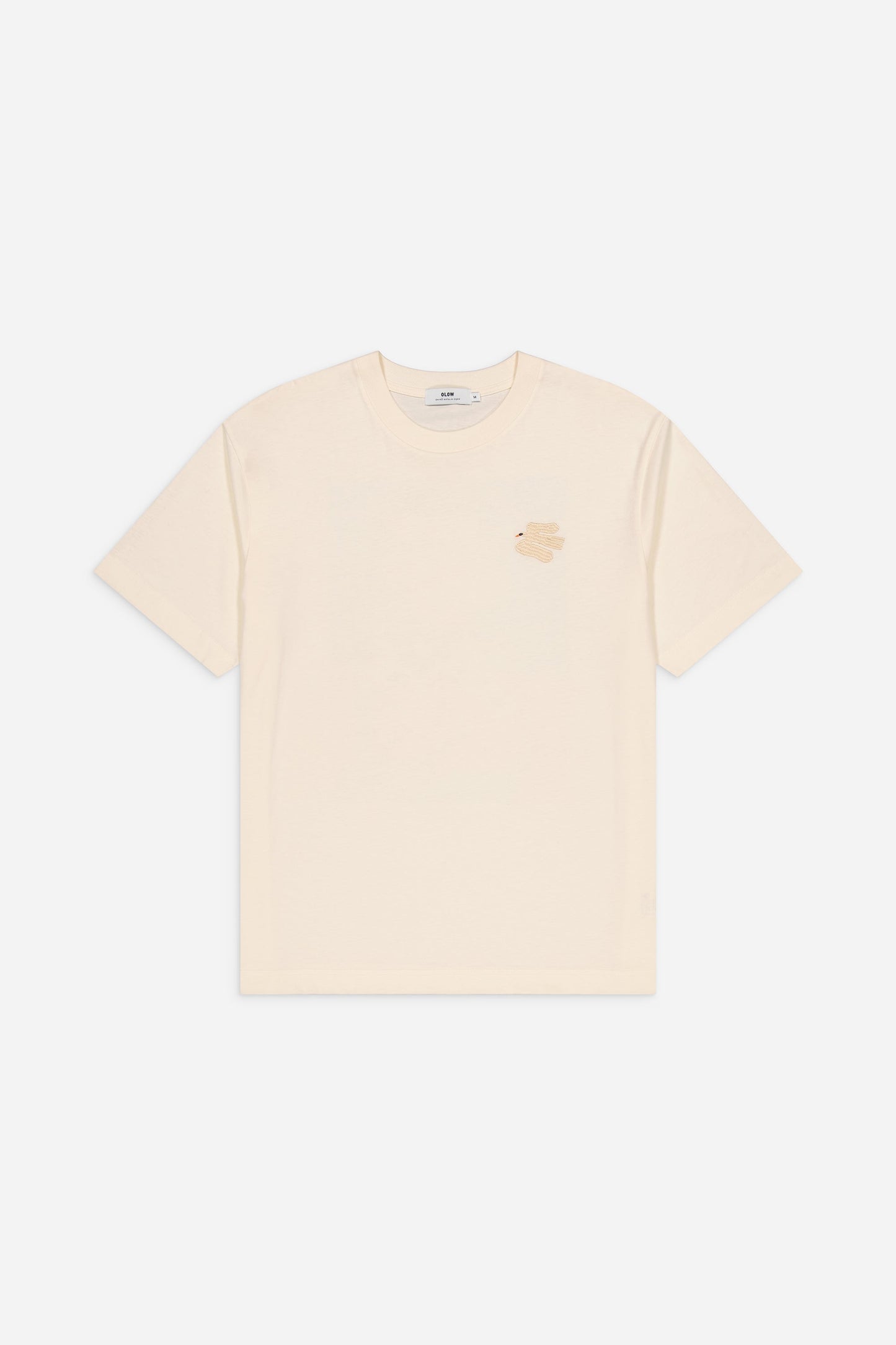 T-shirt brodé et sérigraphié en coton bio | écru "dove ivory"