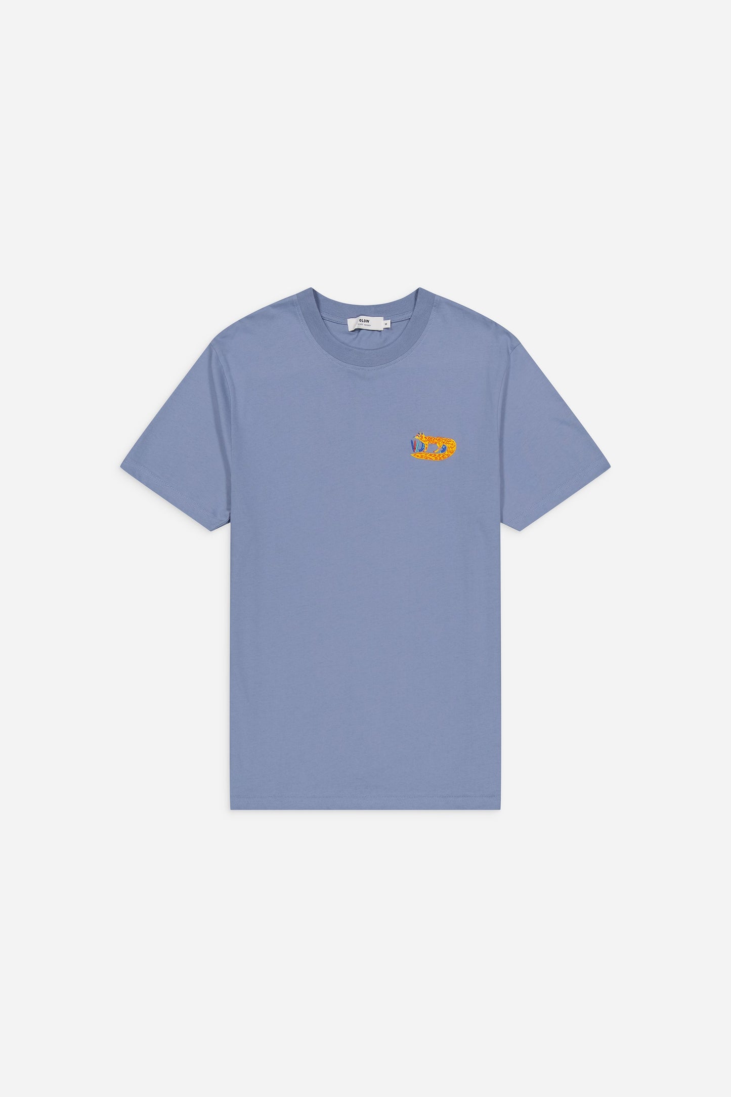 T-shirt brodé en coton bio | bleu "foxy azure"