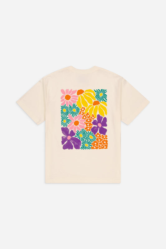 T-shirt brodé et sérigraphié en coton bio | écru "spring ivory"