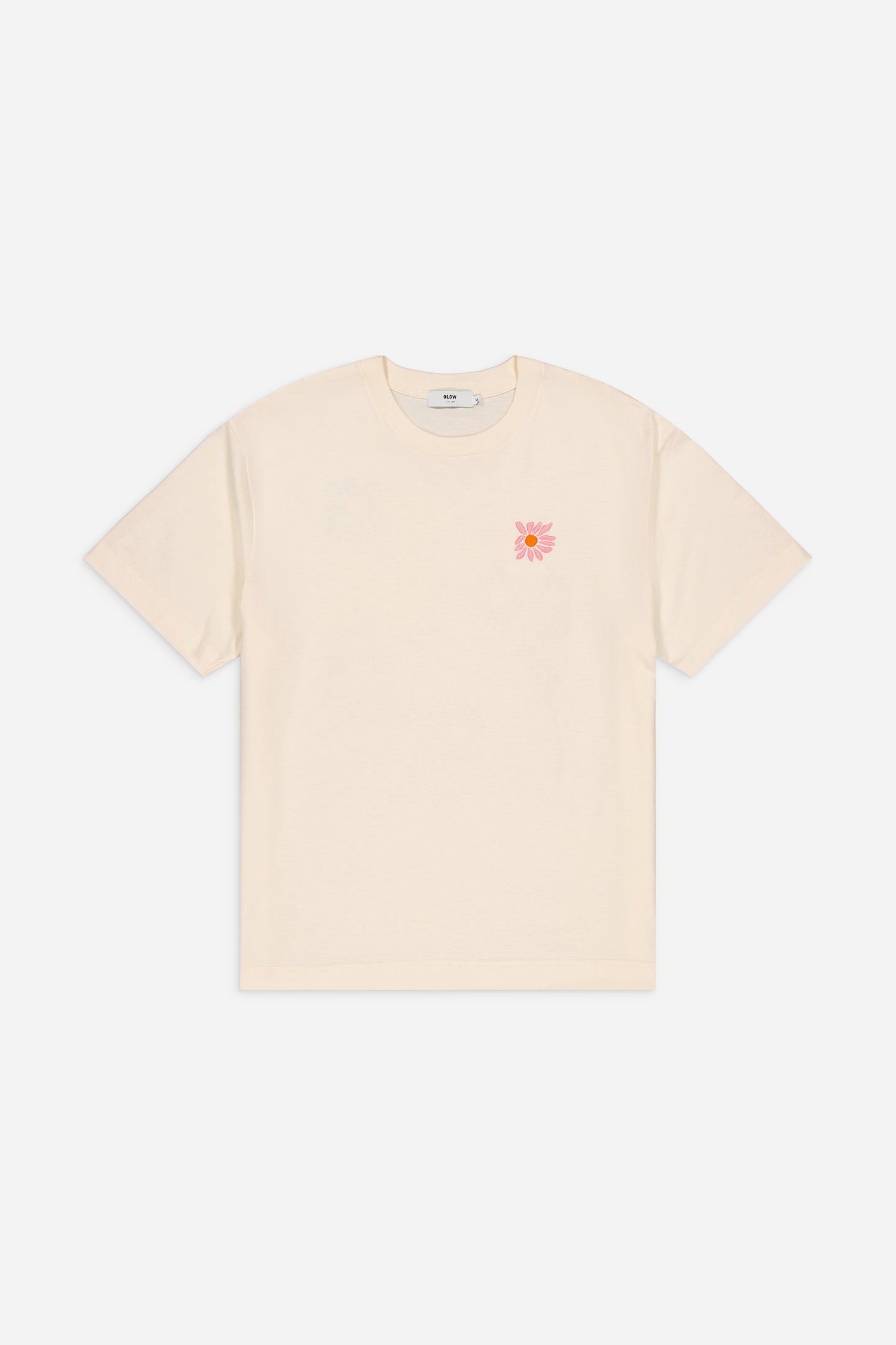 T-shirt brodé et sérigraphié en coton bio | écru "spring ivory"