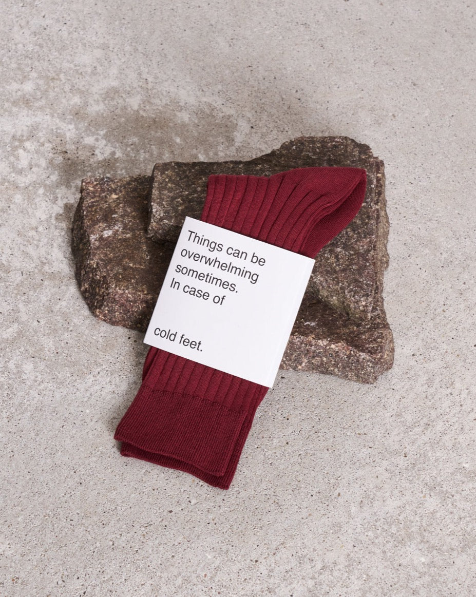 Chaussettes côtelés en coton bio | rouge "socks syrah"