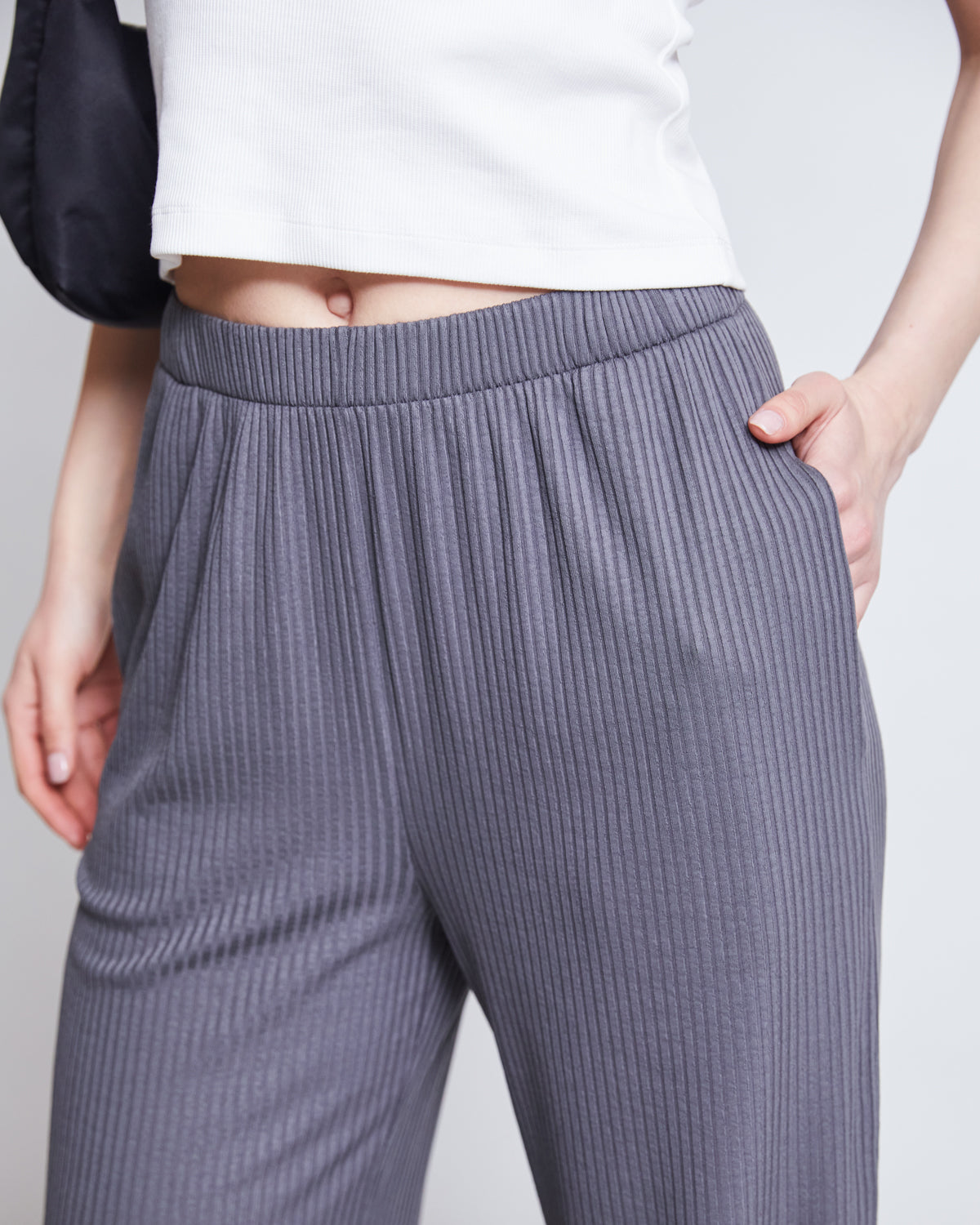 Pantalon ample côtelé en tencel | gris "smilla - dark grey"