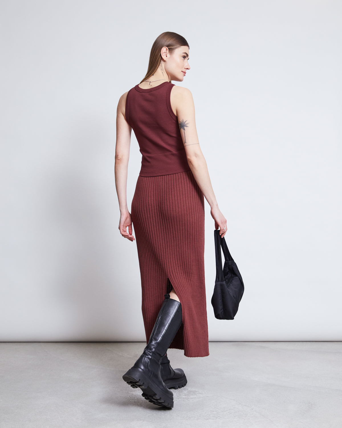Débardeur côtelé en coton bio | rouge "porto intense rust"
