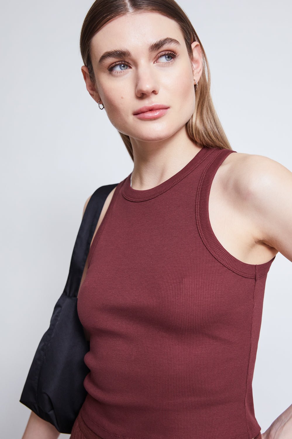 Débardeur côtelé en coton bio | rouge "porto intense rust"