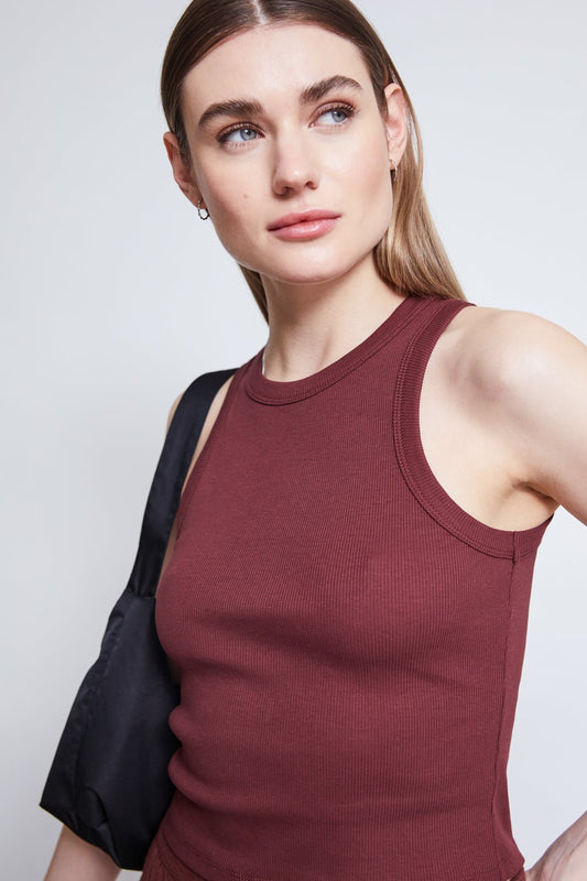 Débardeur côtelé en coton bio | rouge "porto intense rust"