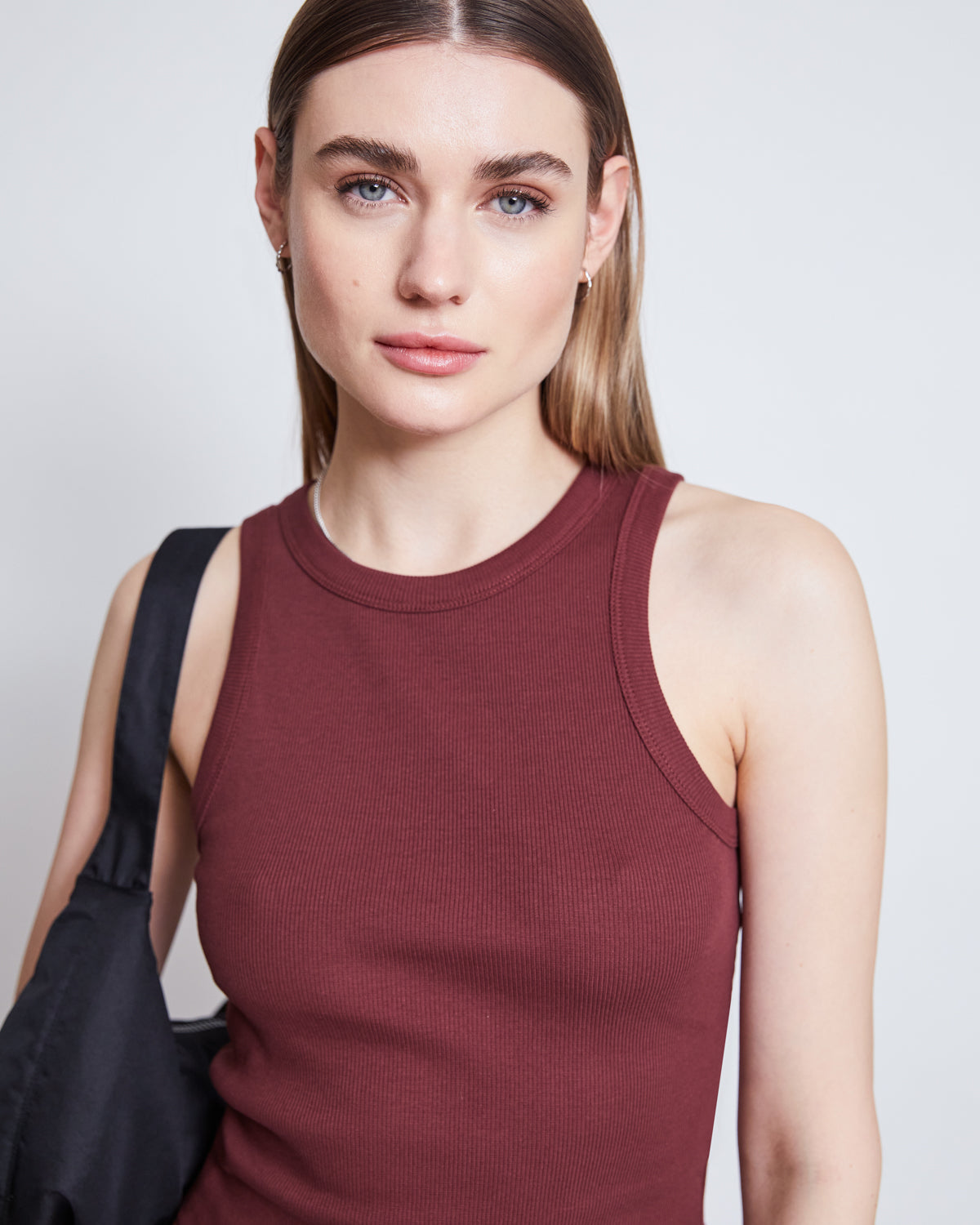 Débardeur côtelé en coton bio | rouge "porto intense rust"