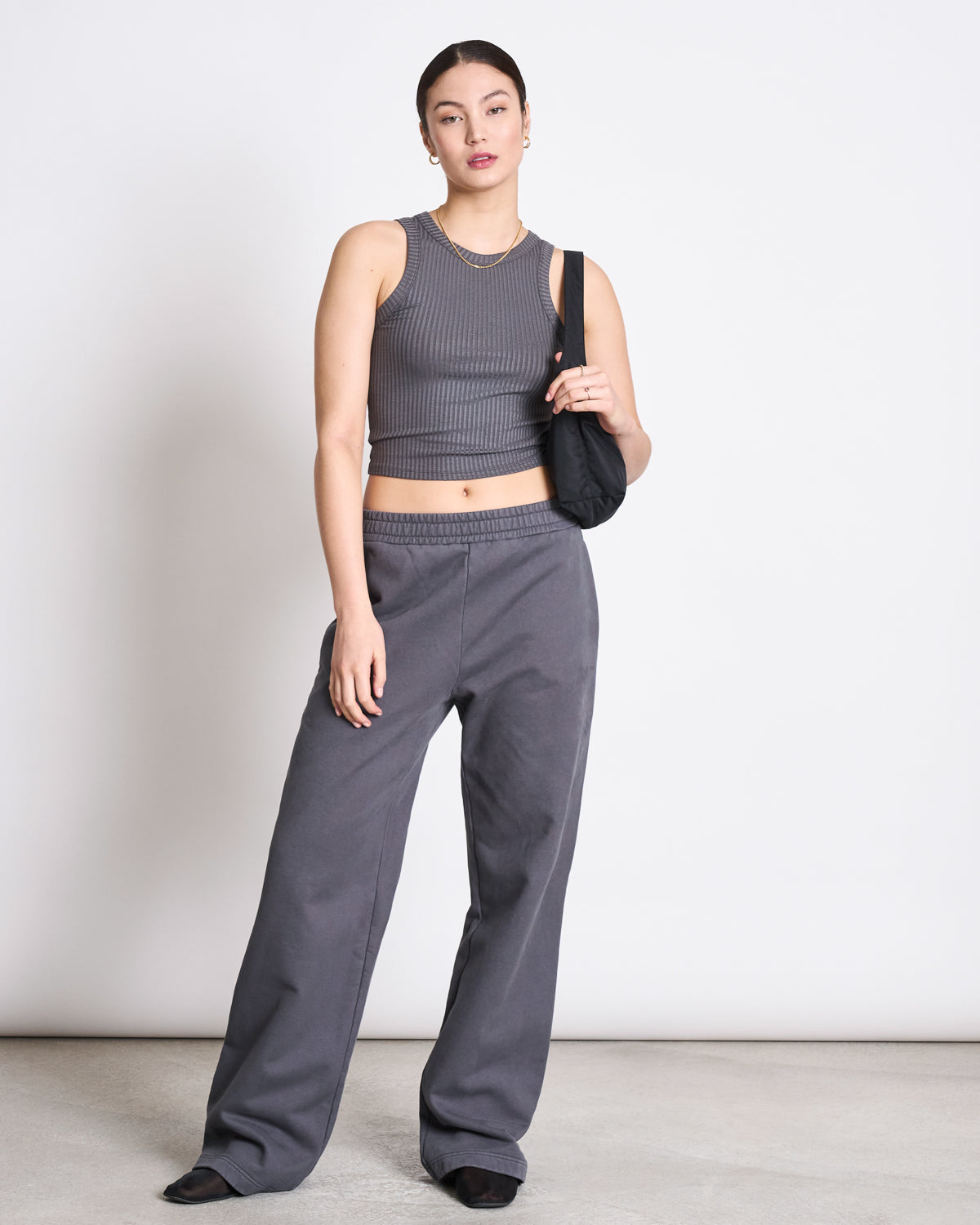 Débardeur côtelé en coton bio | gris "porto dark grey"