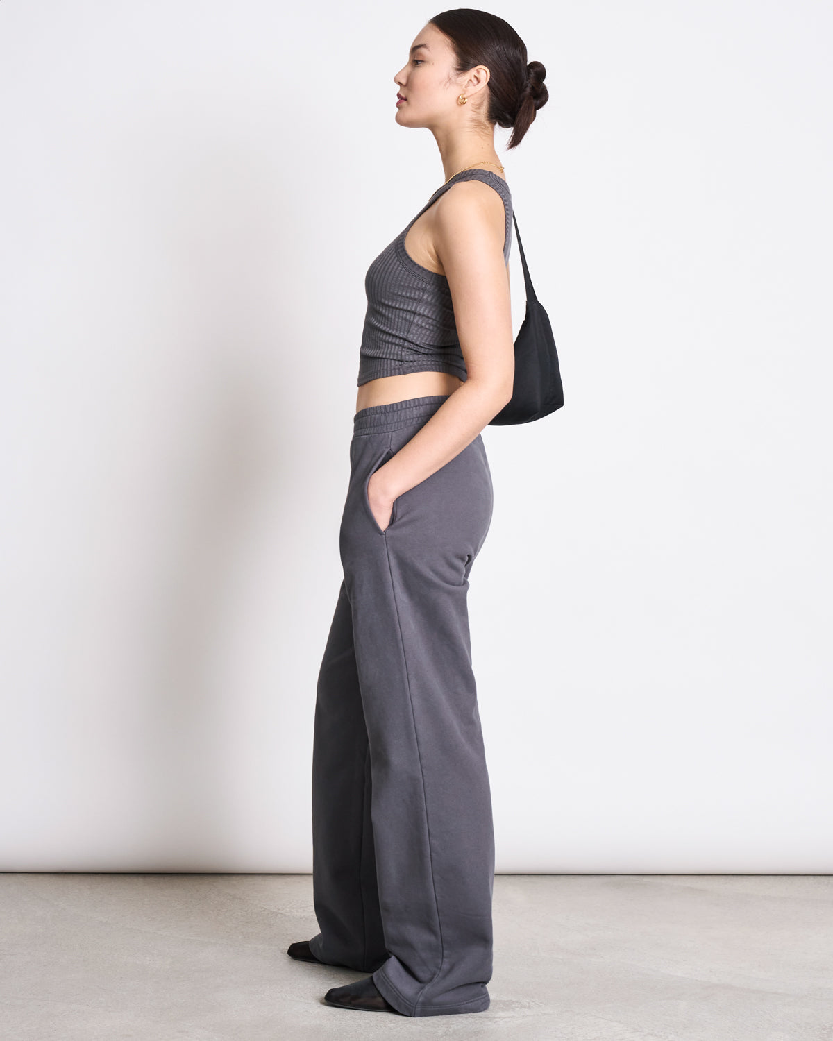 Débardeur côtelé en coton bio | gris "porto dark grey"