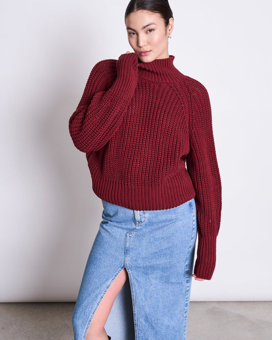 pull maille en coton bio | bordeaux "ola - syrah"