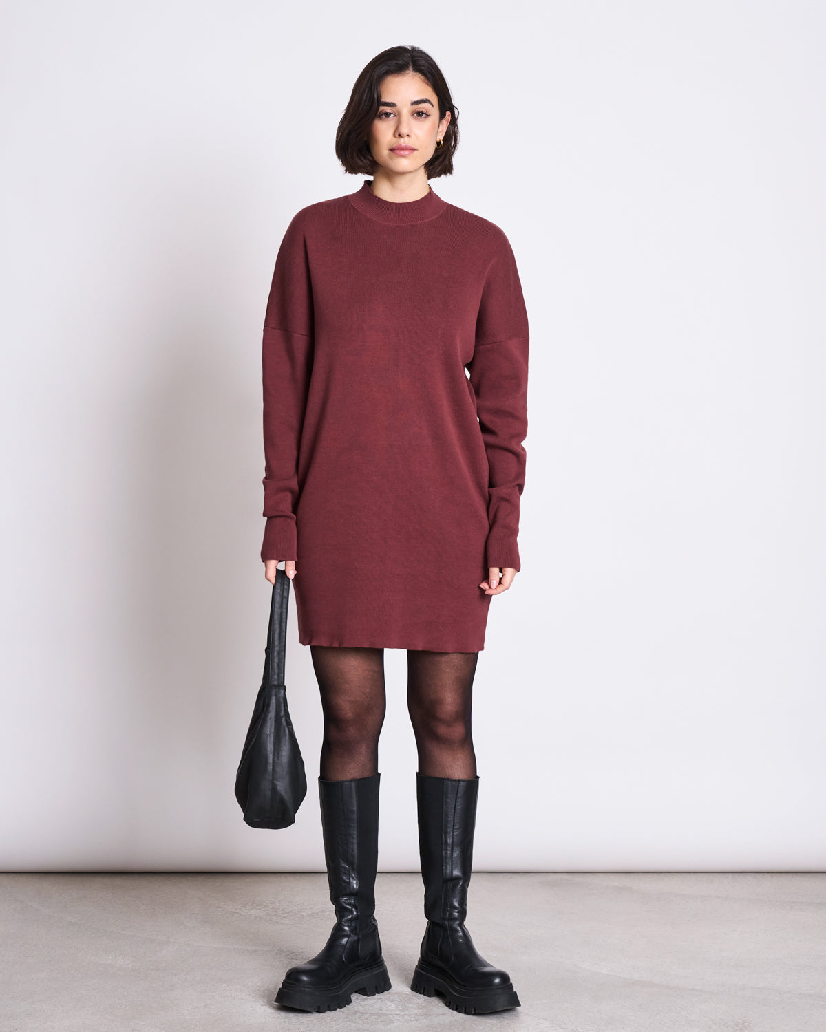 Robe pull en coton bio | bordeaux "nuna - intense rust"