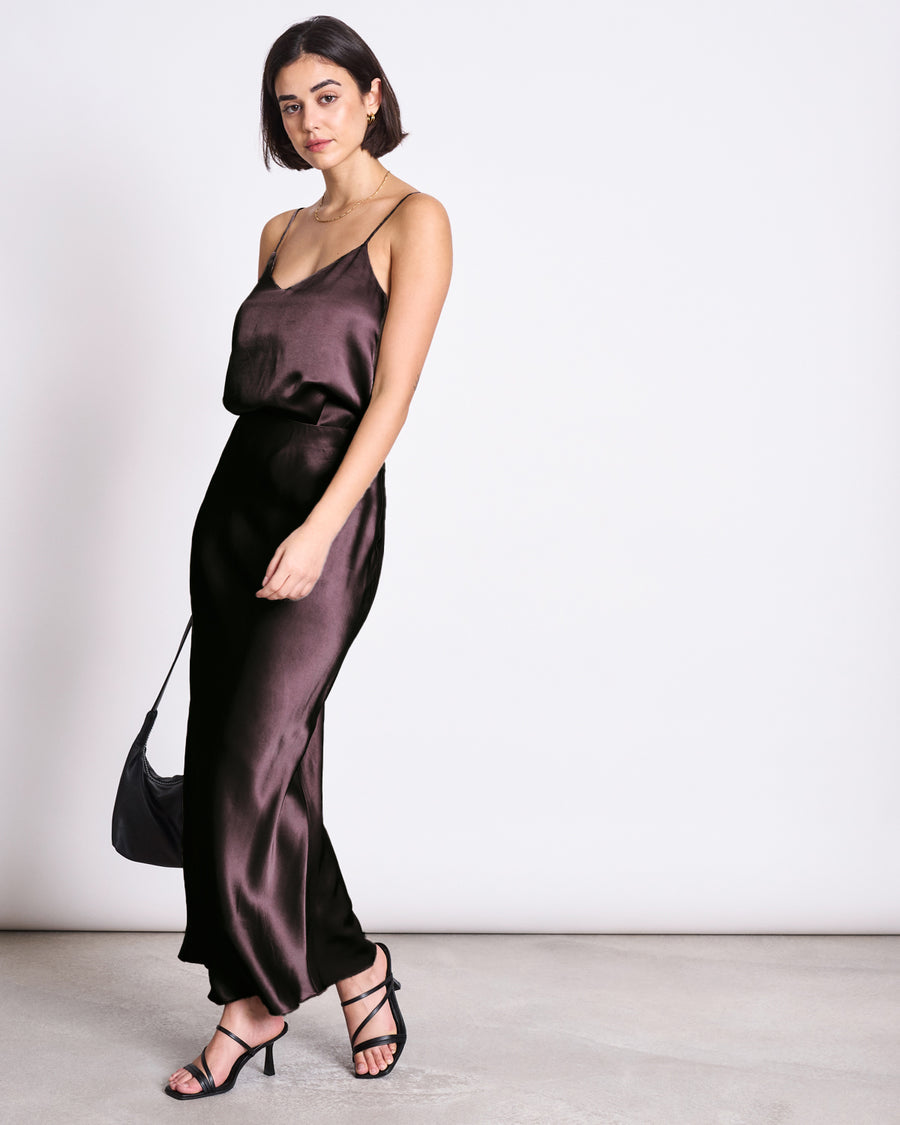 Top satiné col V en viscose enka | espresso "maud espresso"
