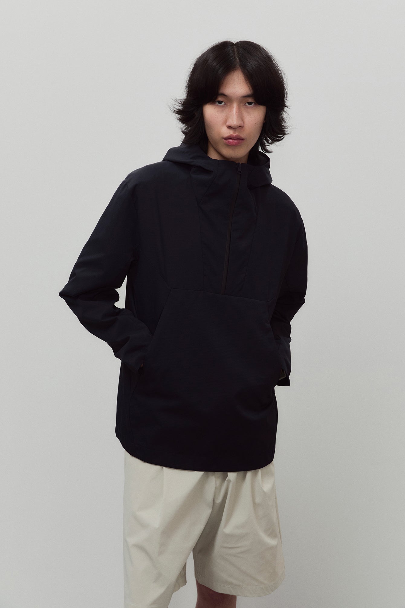 Coupe-vent en matière recyclée | bleu "technical hoodie water repellent - dark navy"