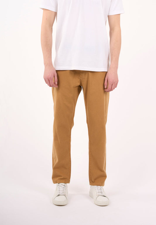 Pantalon fuselé camel en coton bio - TIM canvas relaxed tappered pant kelp