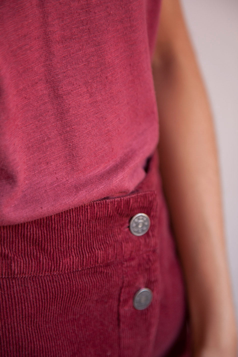 Jupe longue velours rouge coton biologique