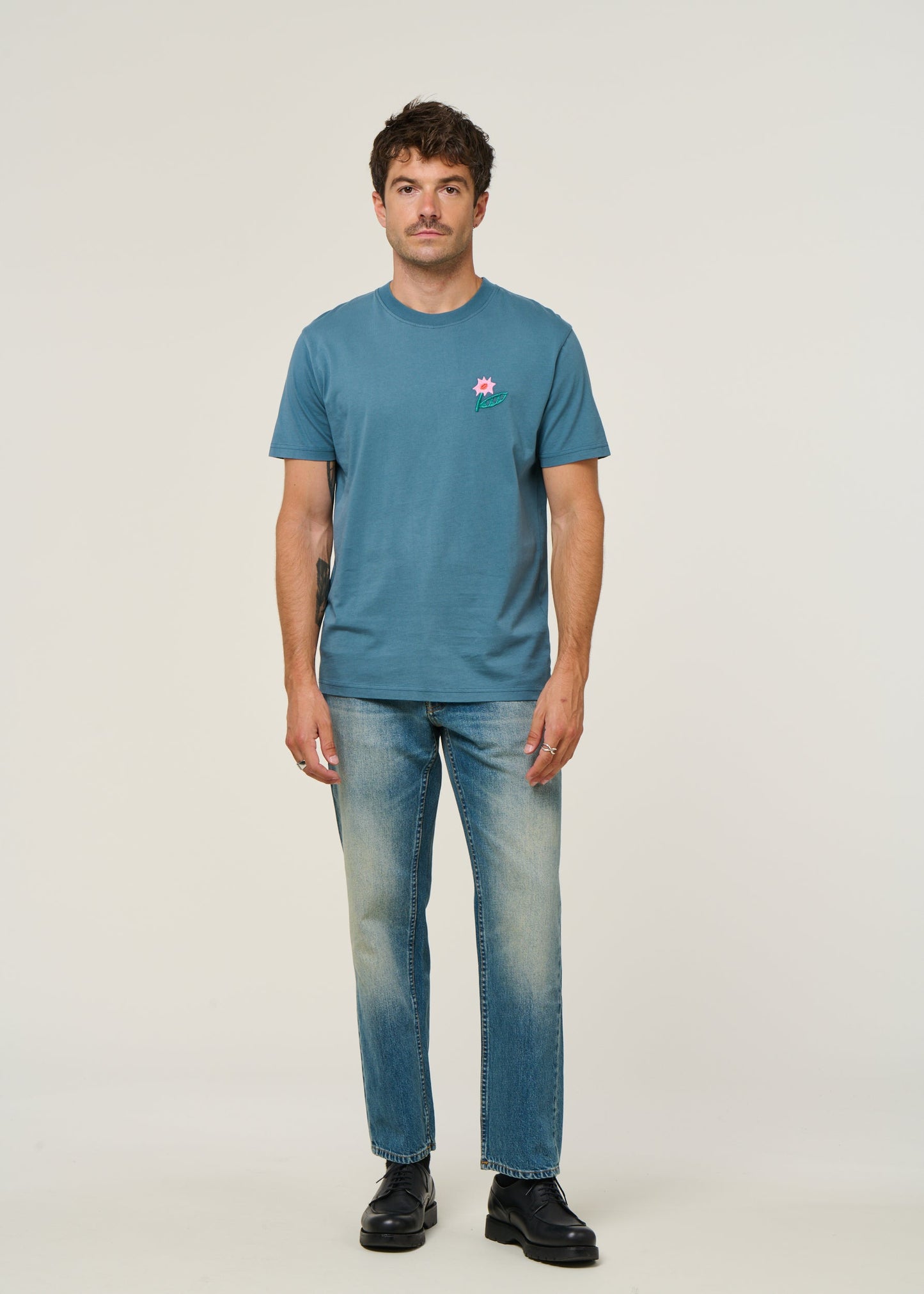 T-shirt en coton bio | bleu "flowering steel bleu - steel blue"