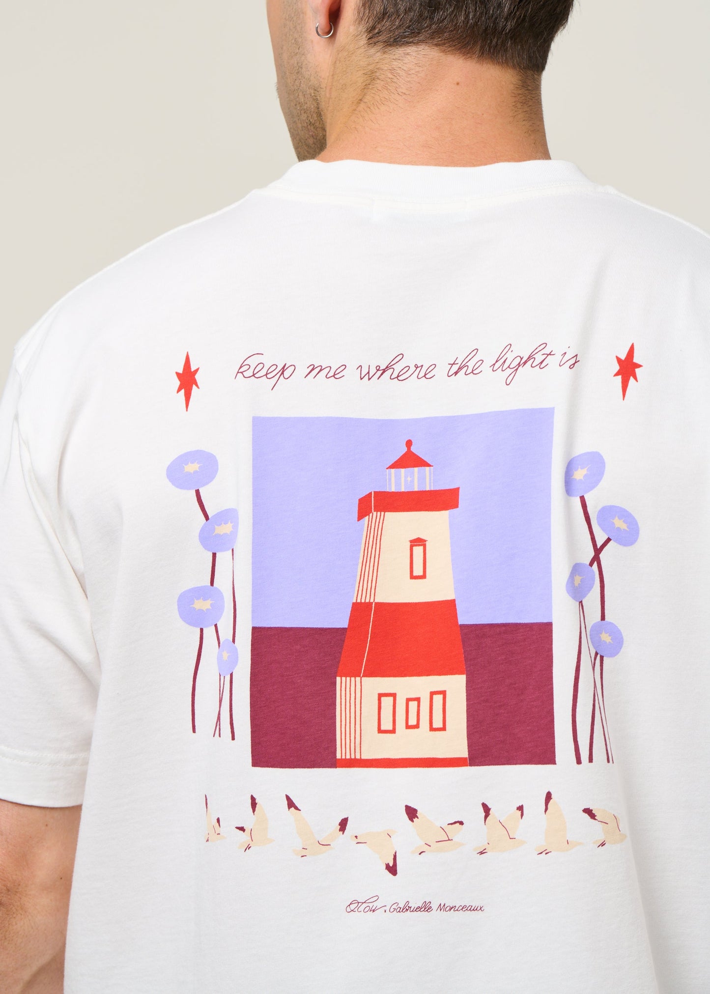 T-shirt oversize en coton bio | blanc "light house"