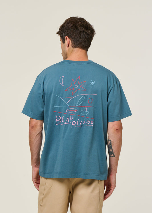 T-shirt oversize en coton bio | bleu "rivage steel bleu"